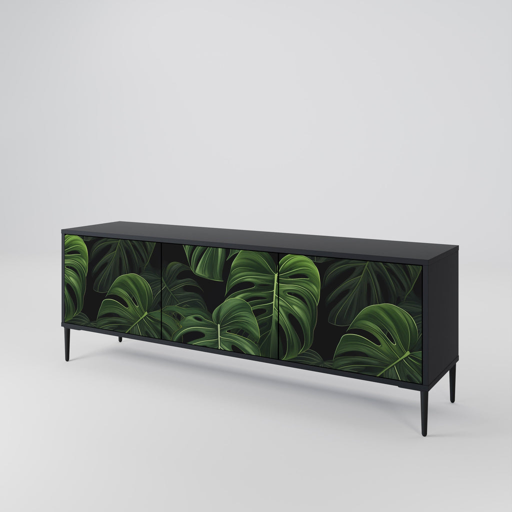 INFINITE MONSTERA 3-Door TV Stand in Black Finish