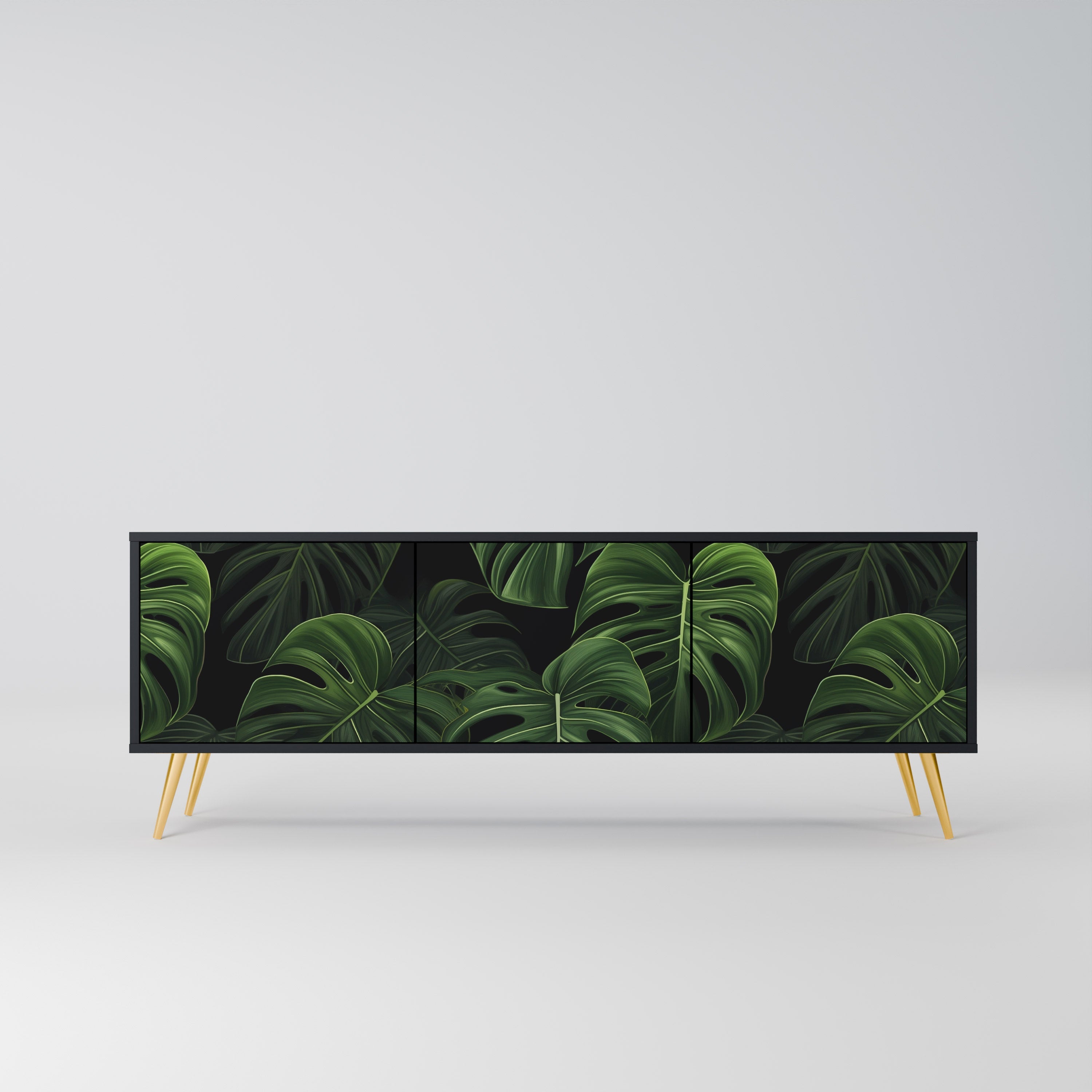 Meuble TV 3 portes INFINITE MONSTERA finition noire