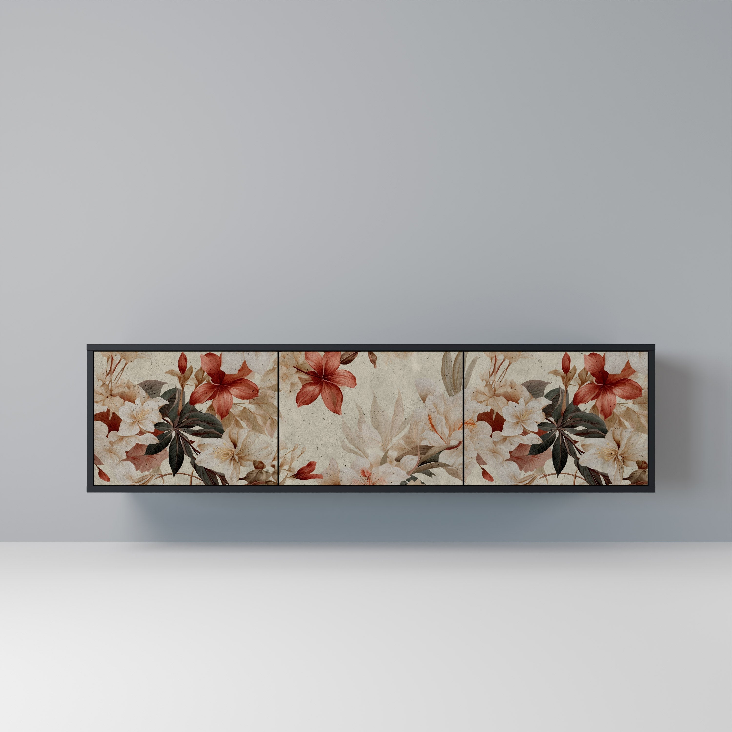 Meuble TV 3 portes PETAL HARMONY finition noire