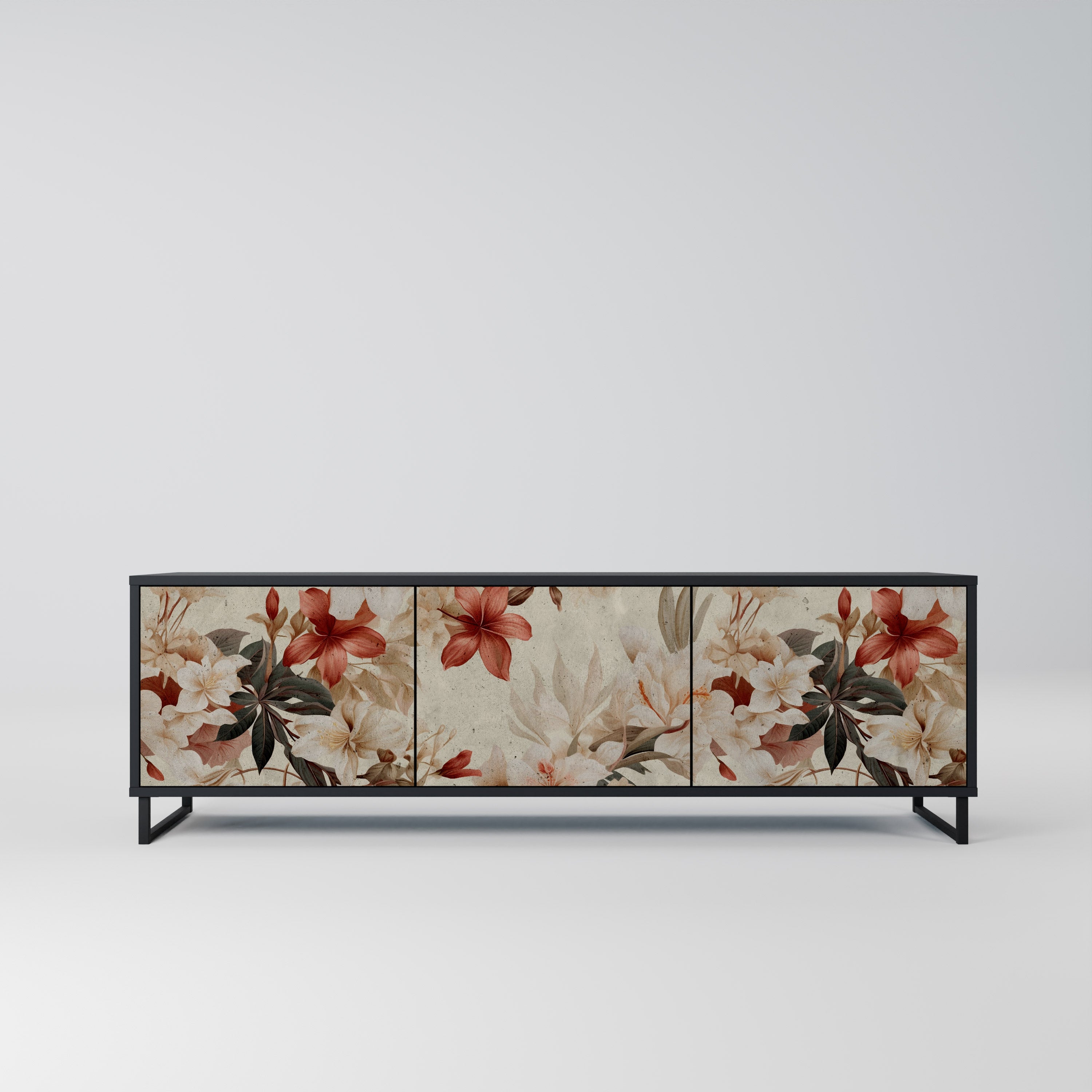 Meuble TV 3 portes PETAL HARMONY finition noire