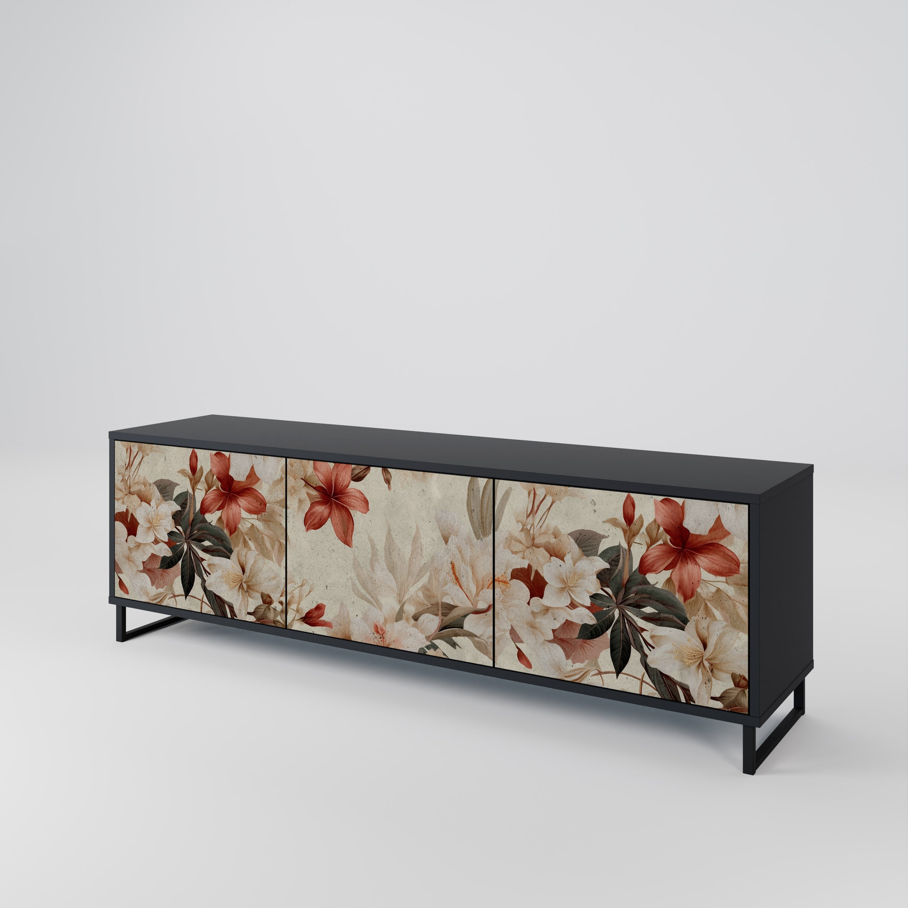 Meuble TV 3 portes PETAL HARMONY finition noire