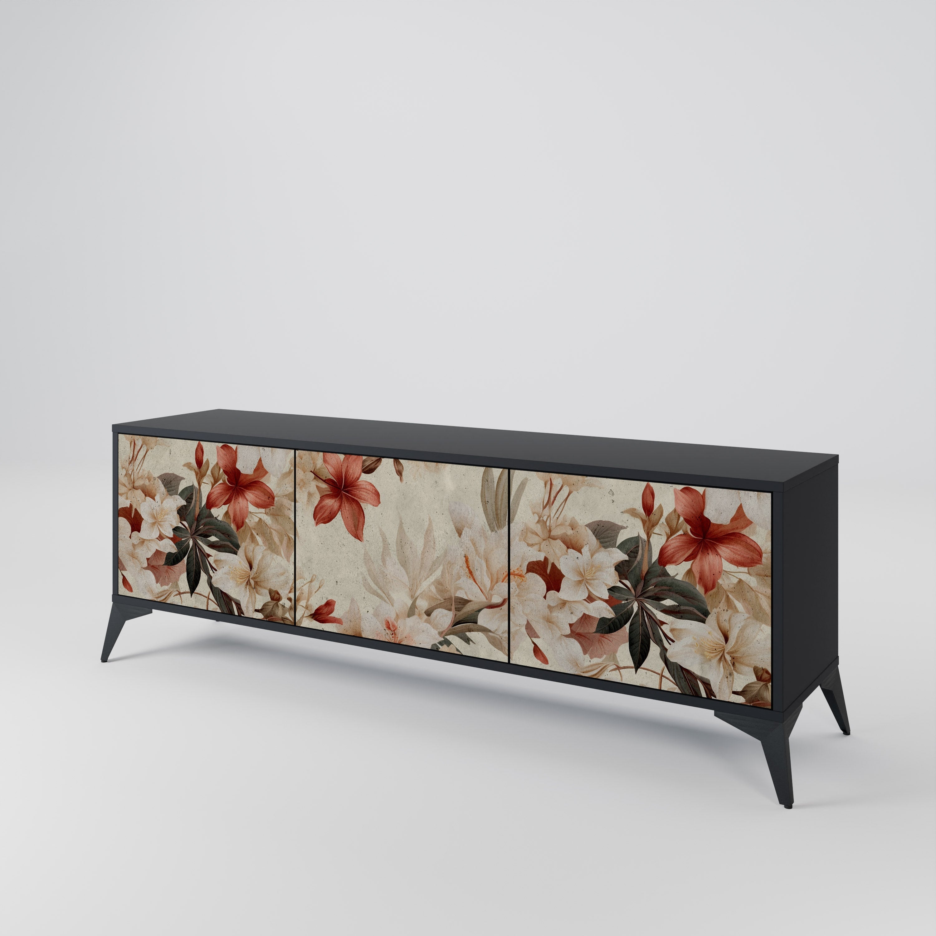 Meuble TV 3 portes PETAL HARMONY finition noire