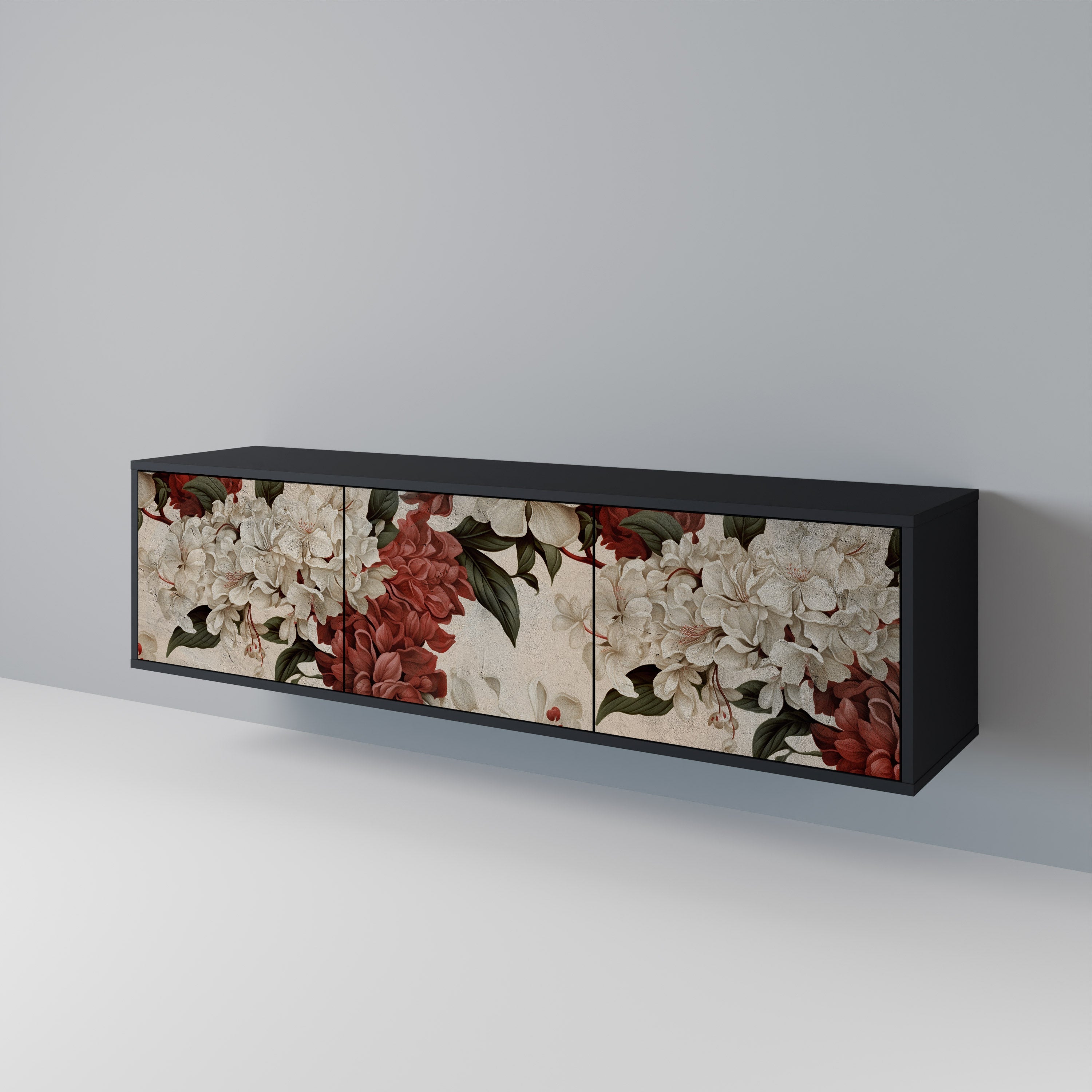 Meuble TV 3 portes EPHEMERAL DAYS en finition noire