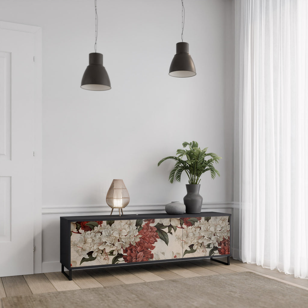 EPHEMERAL DAYS 3-Door TV Stand in Black Finish