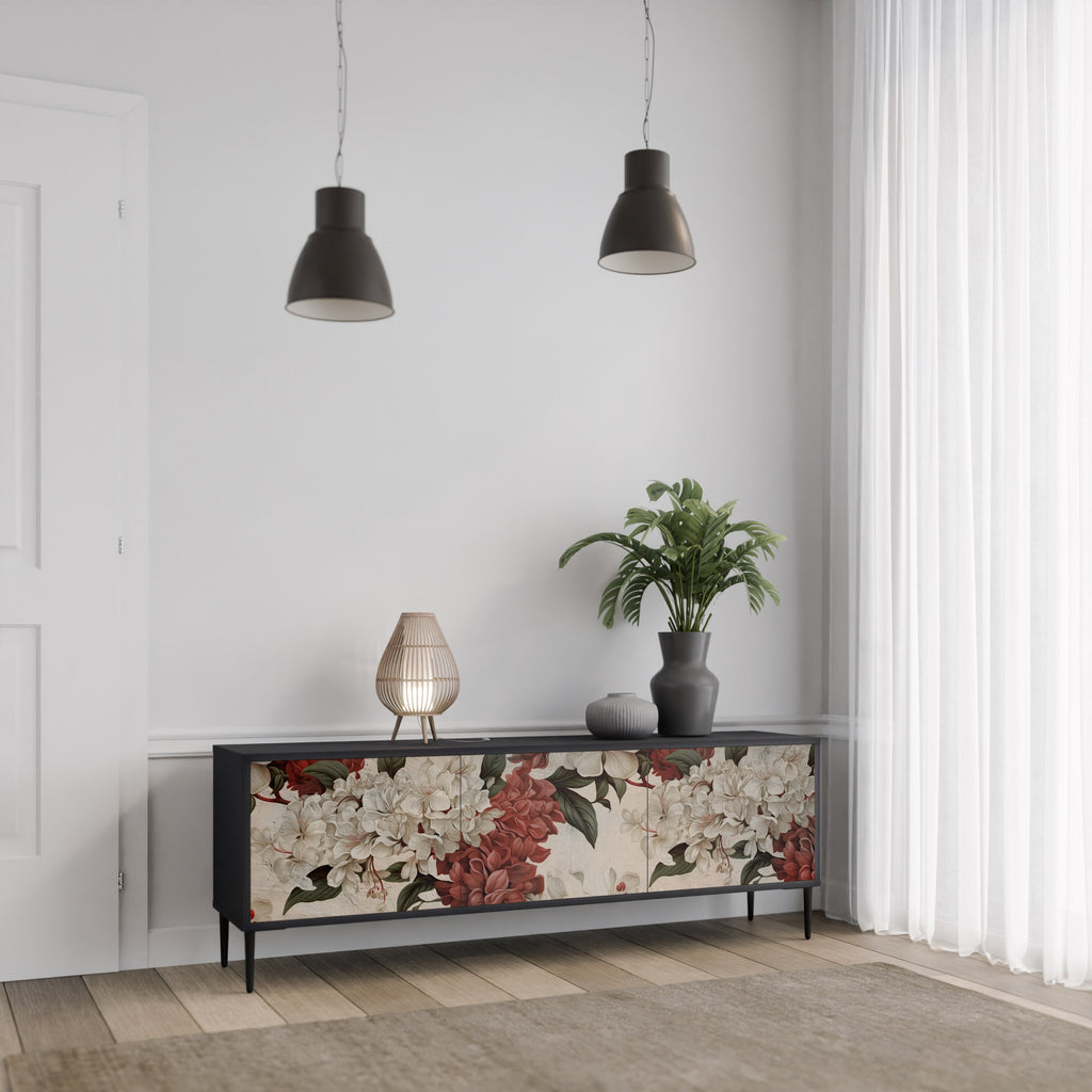 EPHEMERAL DAYS 3-Door TV Stand in Black Finish