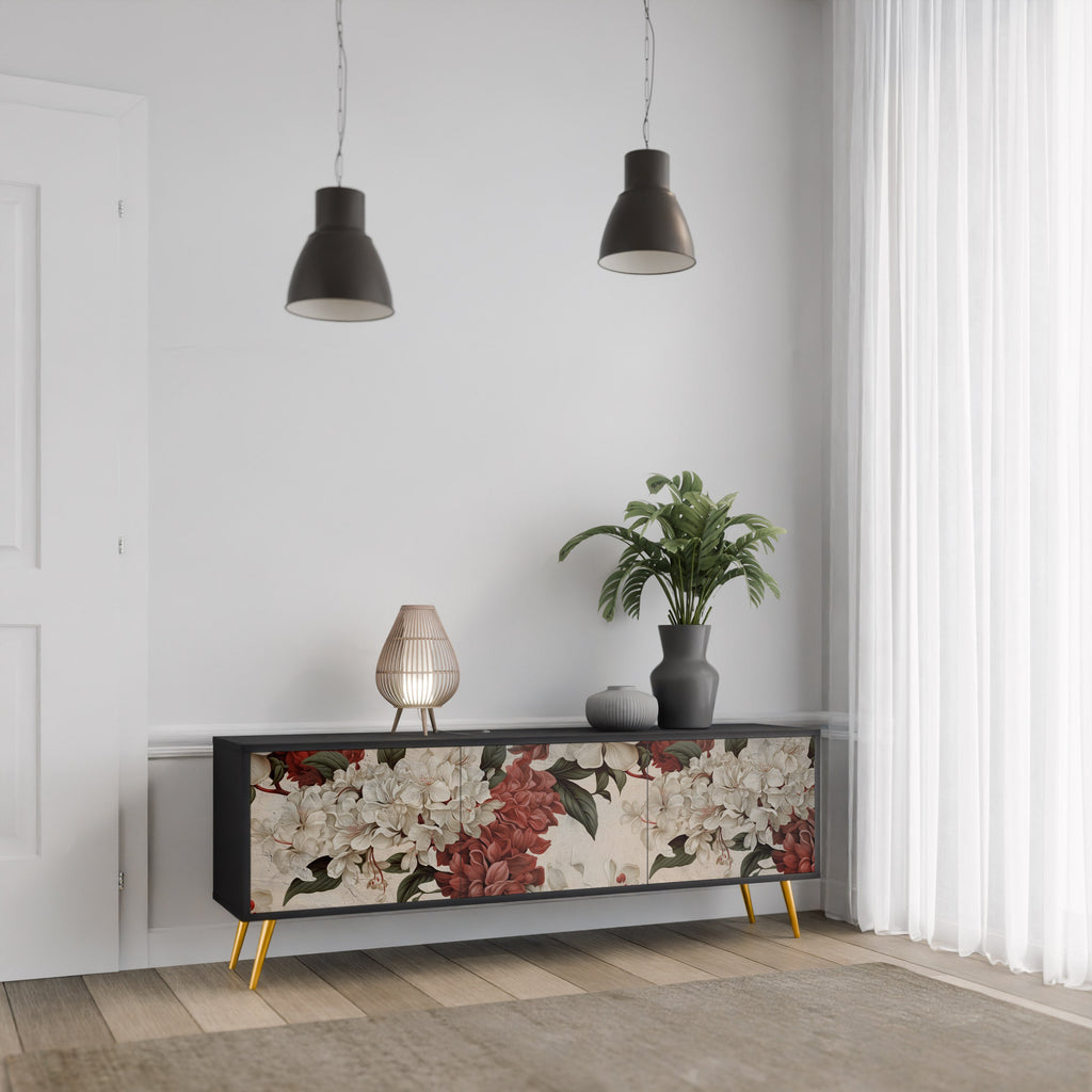 EPHEMERAL DAYS 3-Door TV Stand in Black Finish