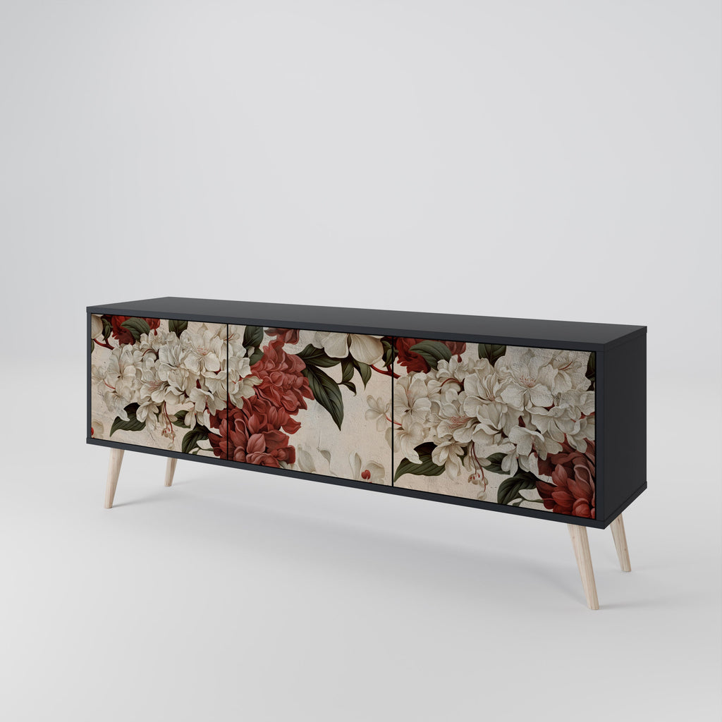 EPHEMERAL DAYS 3-Door TV Stand in Black Finish