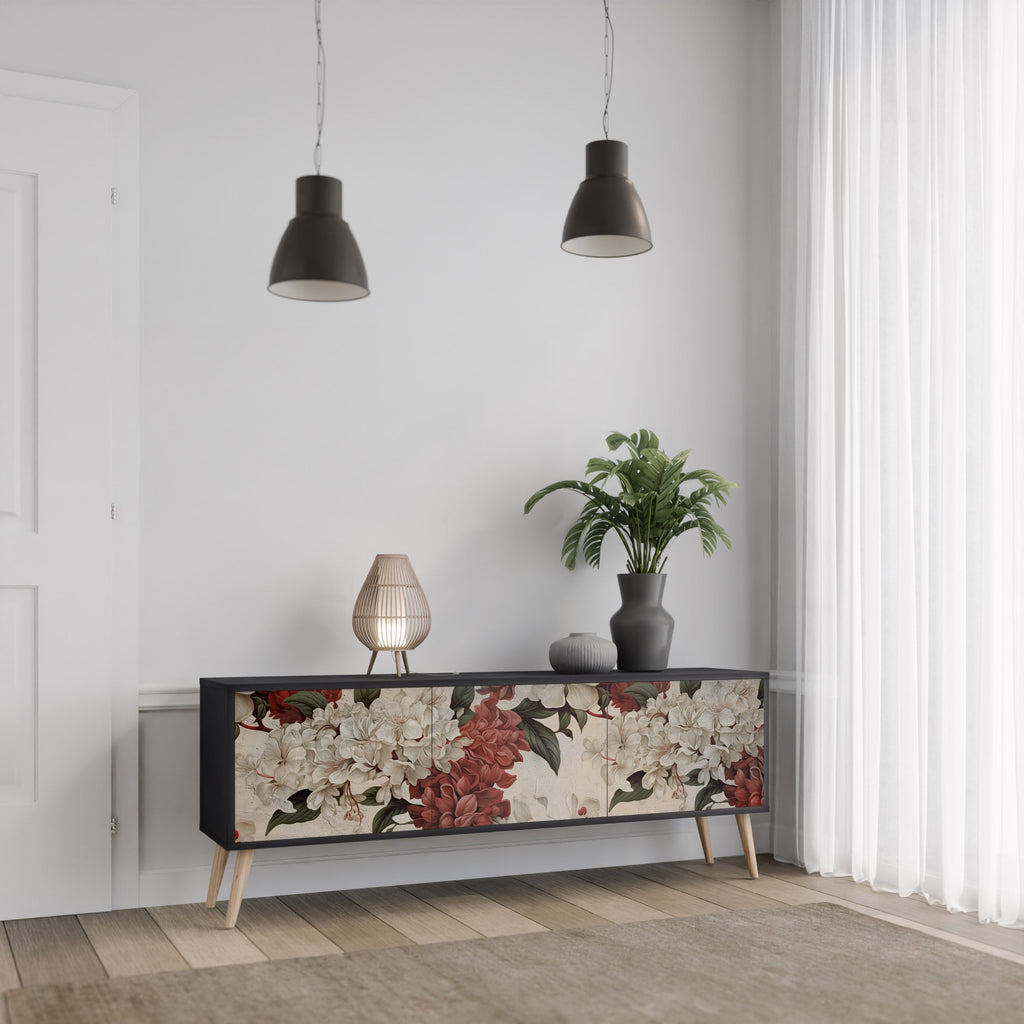 EPHEMERAL DAYS 3-Door TV Stand in Black Finish