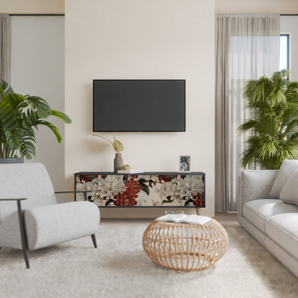 EPHEMERAL DAYS 3-Door TV Stand in Black Finish