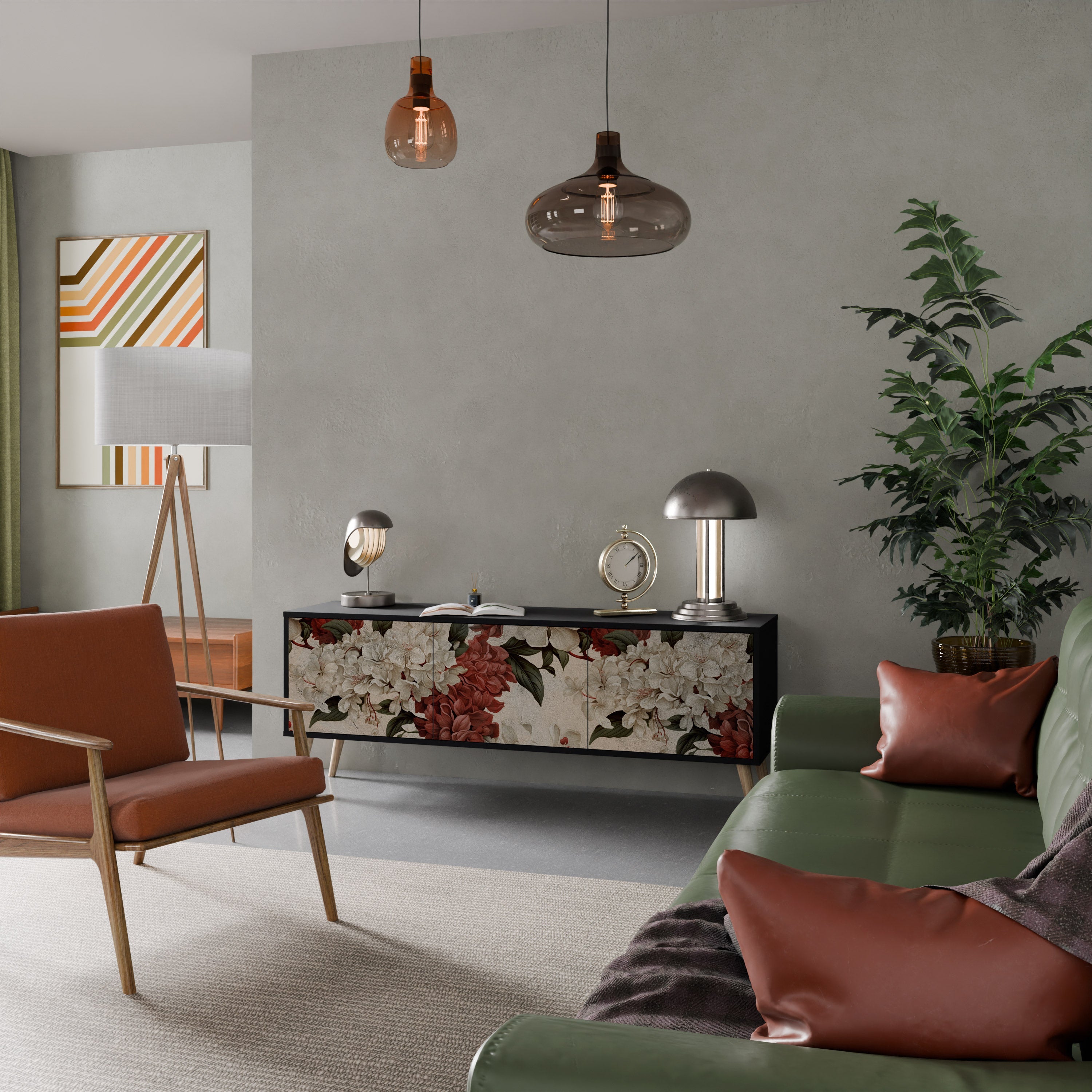 Meuble TV 3 portes EPHEMERAL DAYS en finition noire