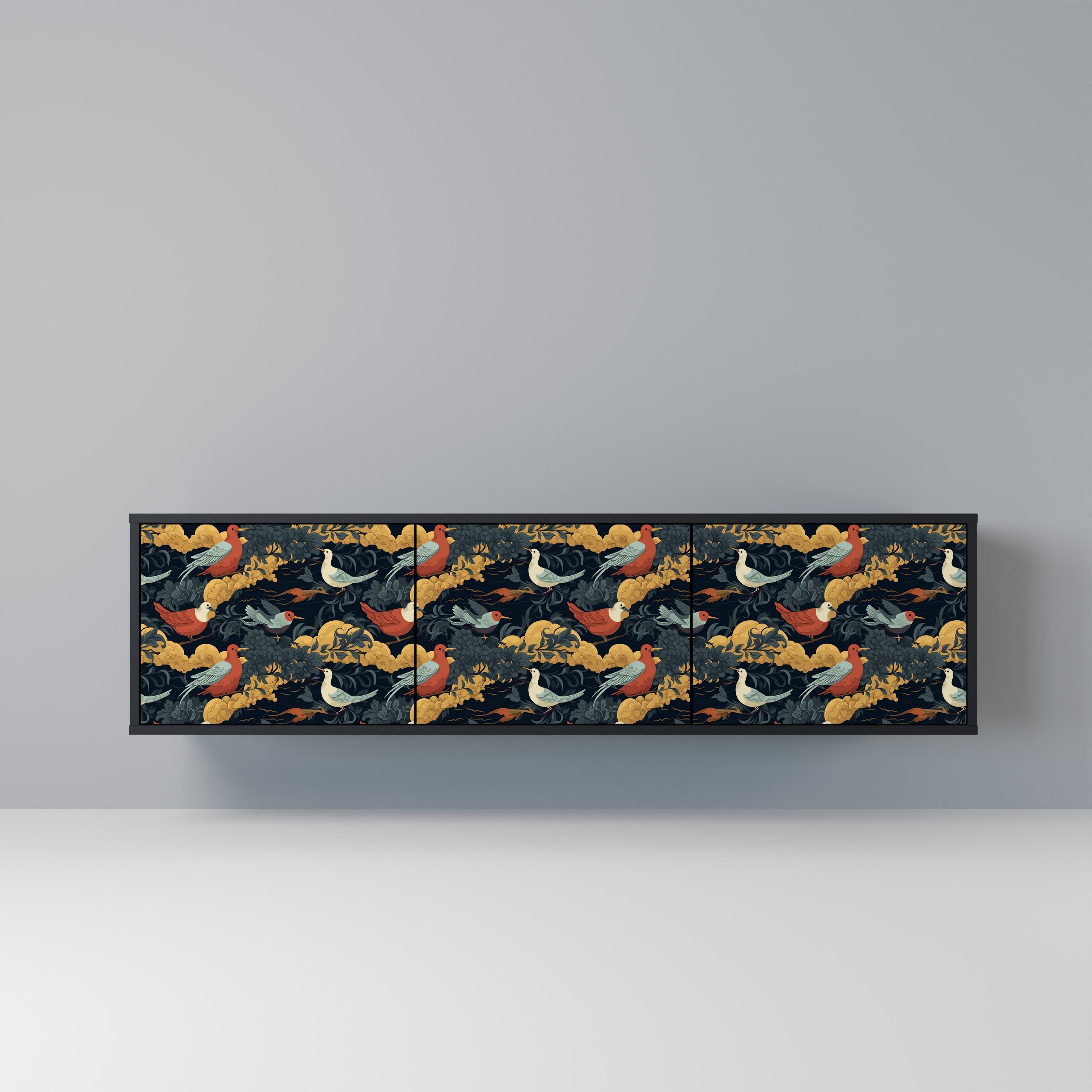 Meuble TV 3 portes FOWLY DAZE finition noire