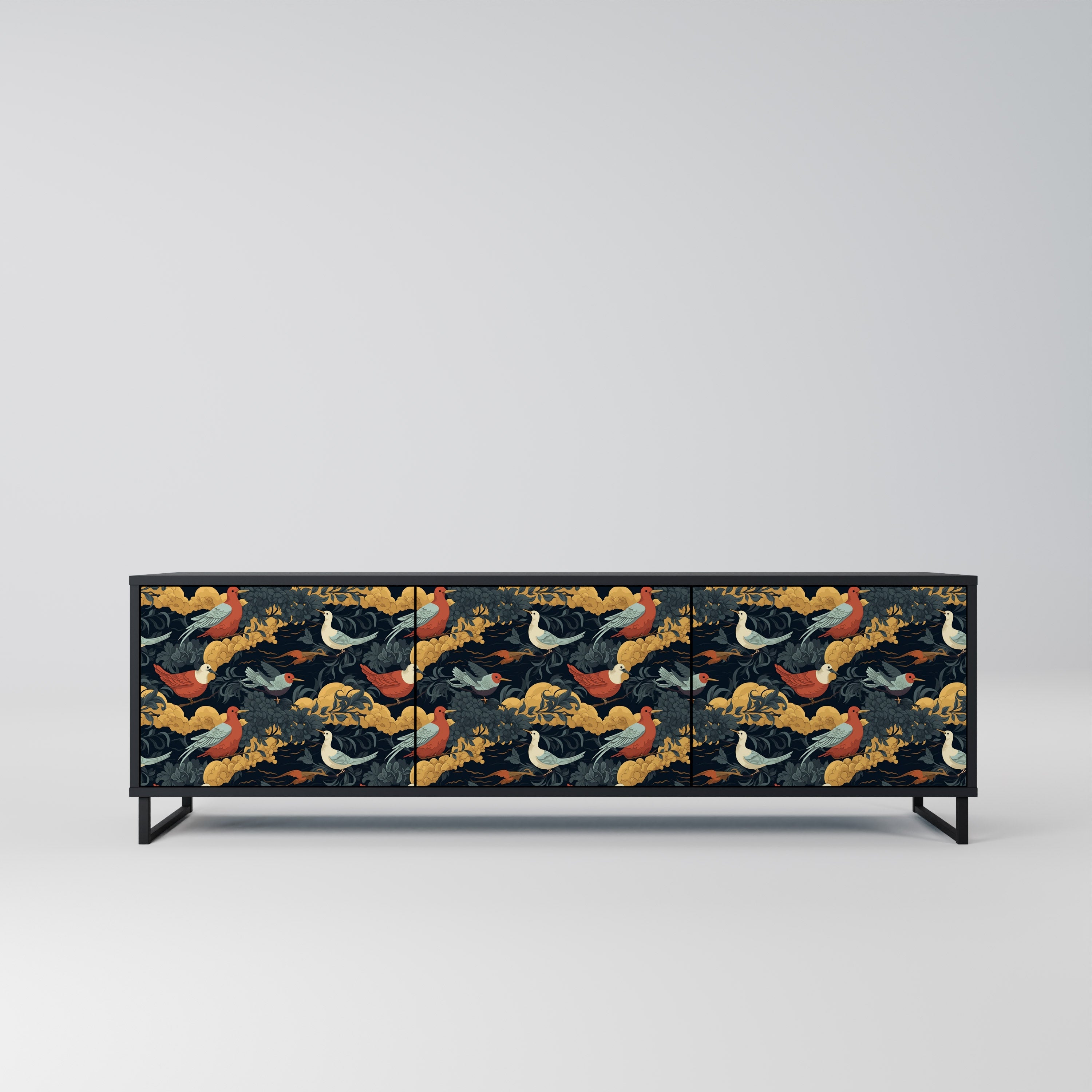 Meuble TV 3 portes FOWLY DAZE finition noire