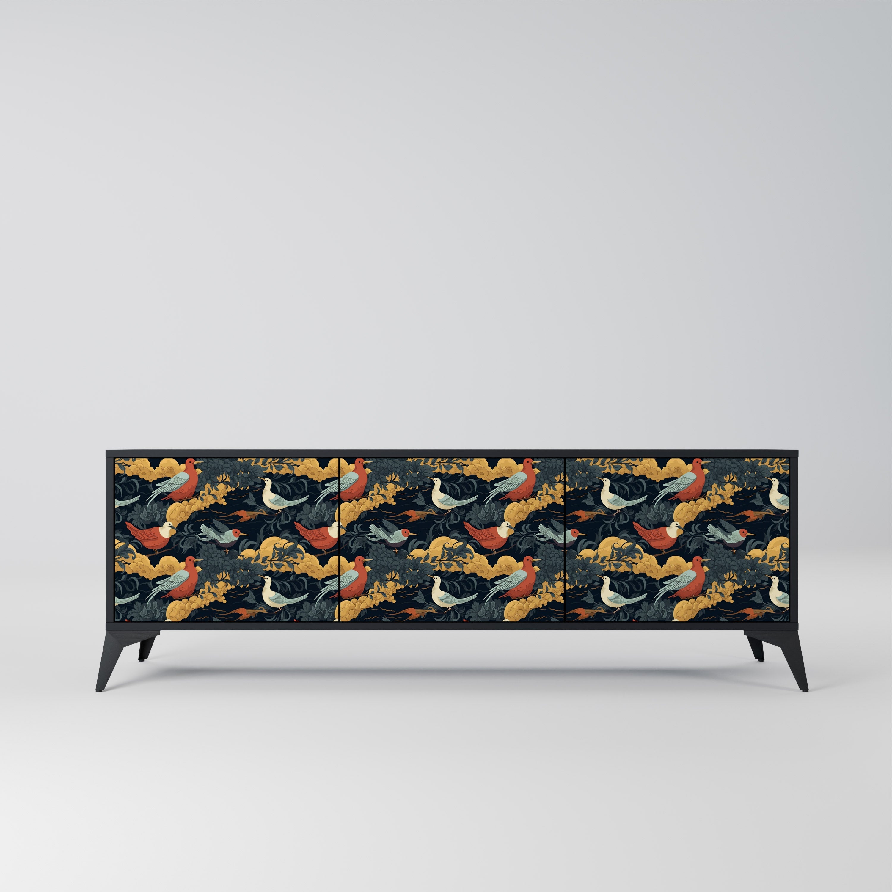 Meuble TV 3 portes FOWLY DAZE finition noire