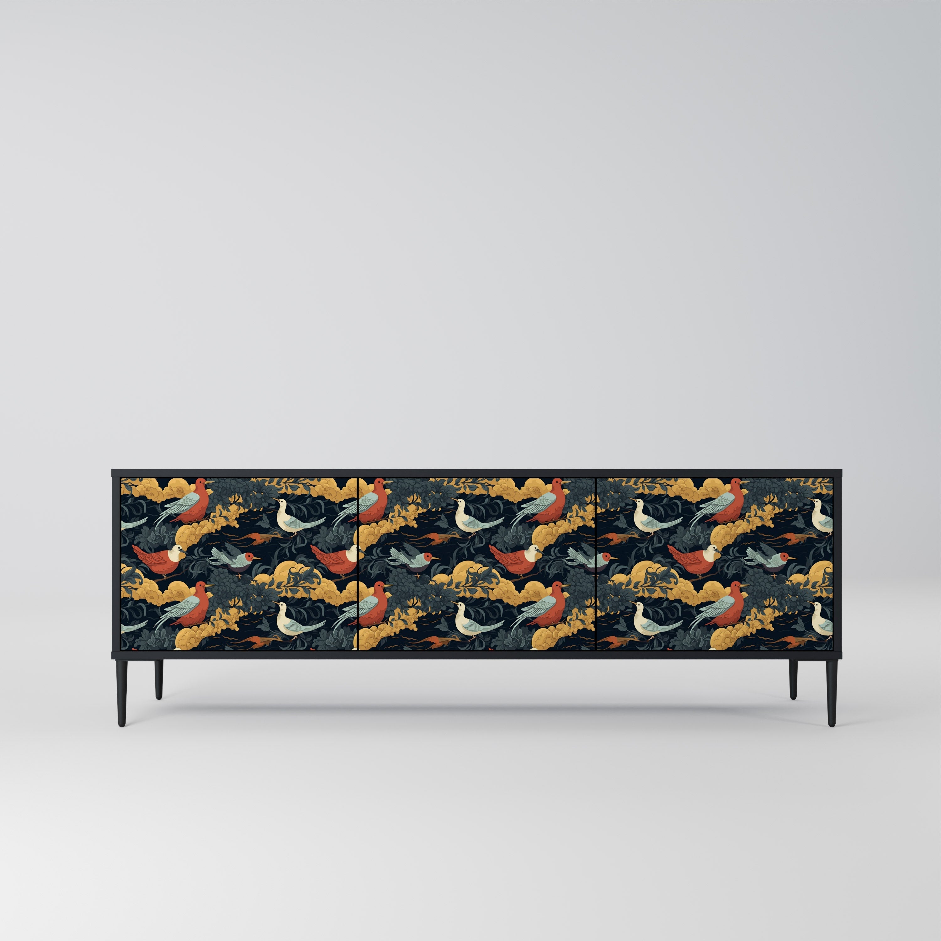 Meuble TV 3 portes FOWLY DAZE finition noire