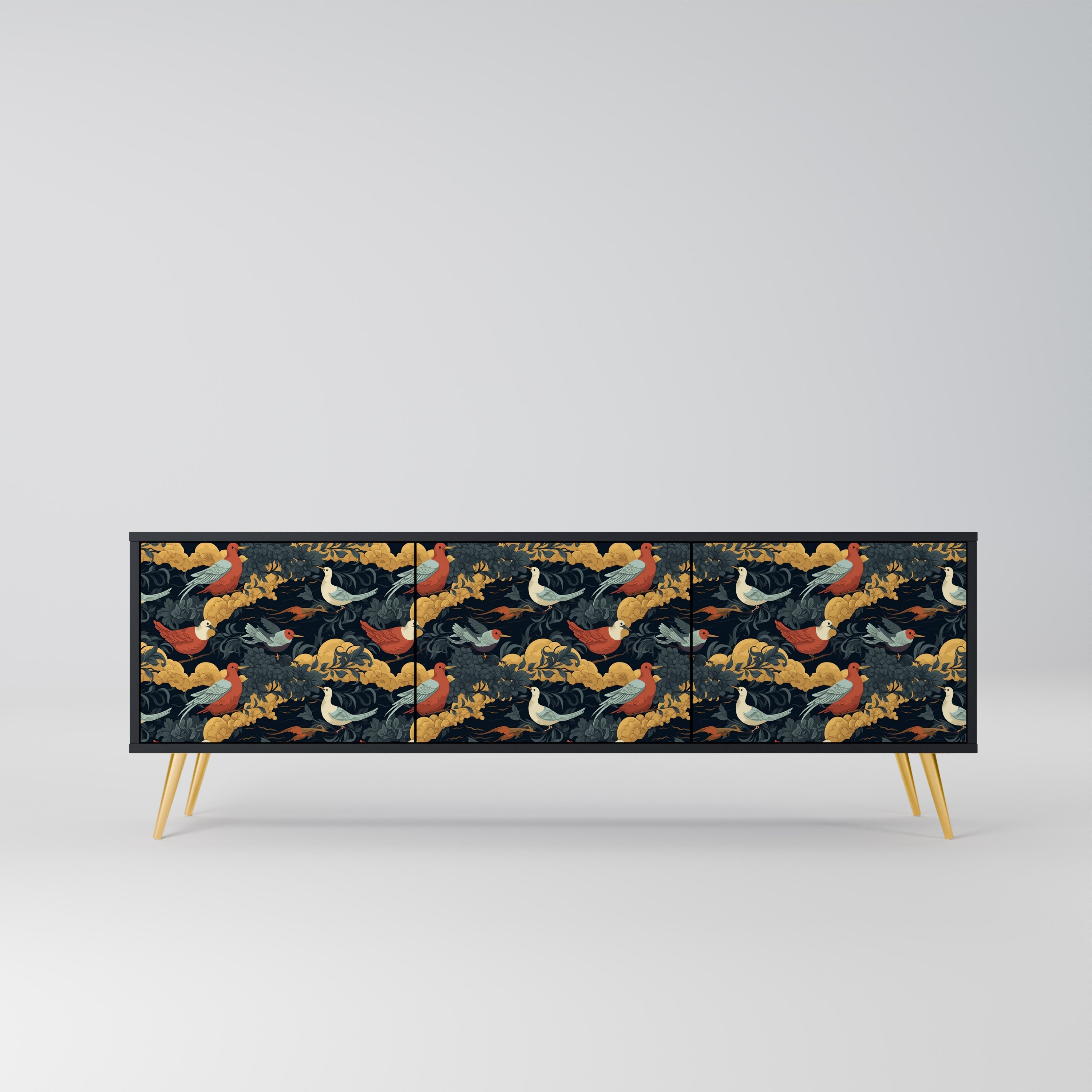 Meuble TV 3 portes FOWLY DAZE finition noire