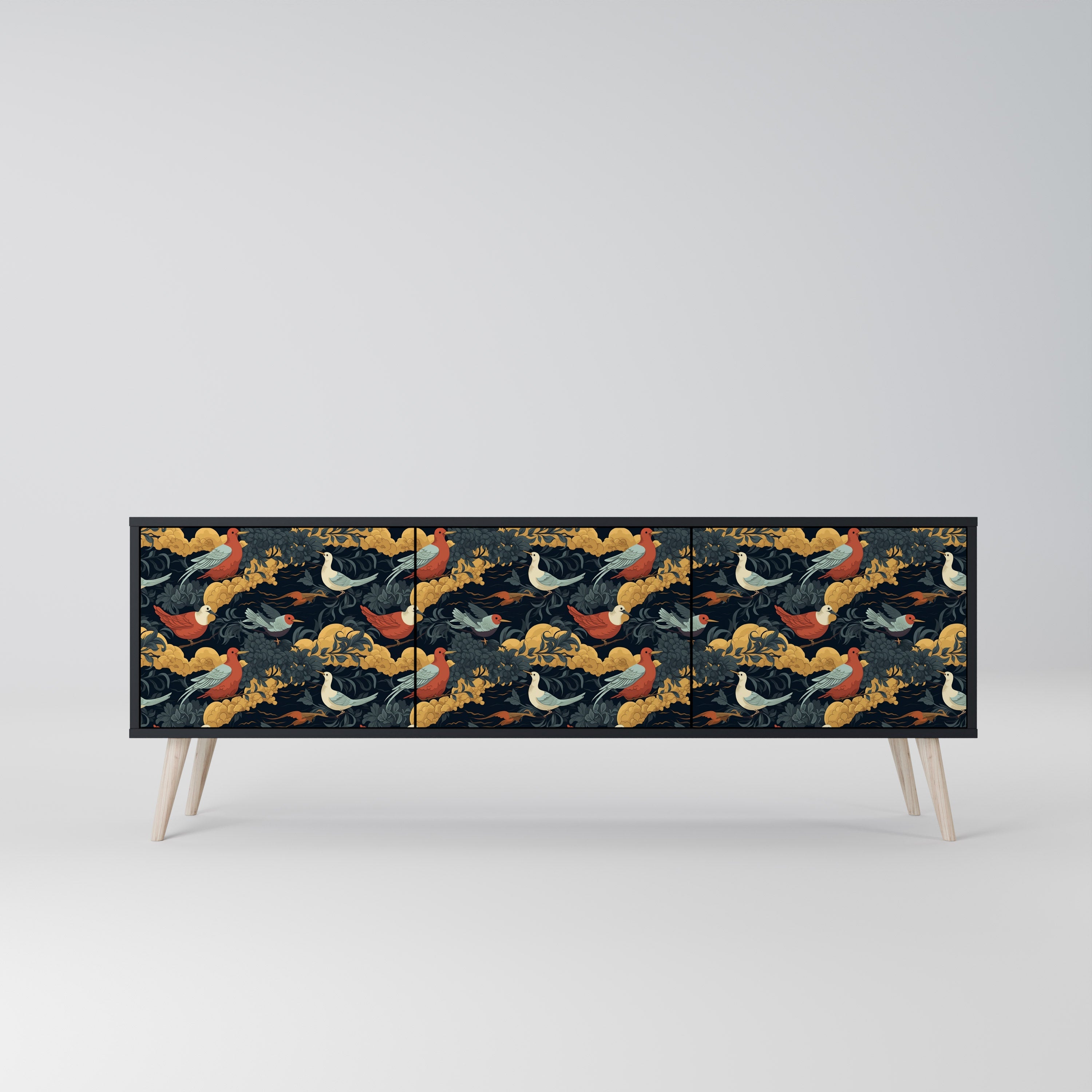 Meuble TV 3 portes FOWLY DAZE finition noire