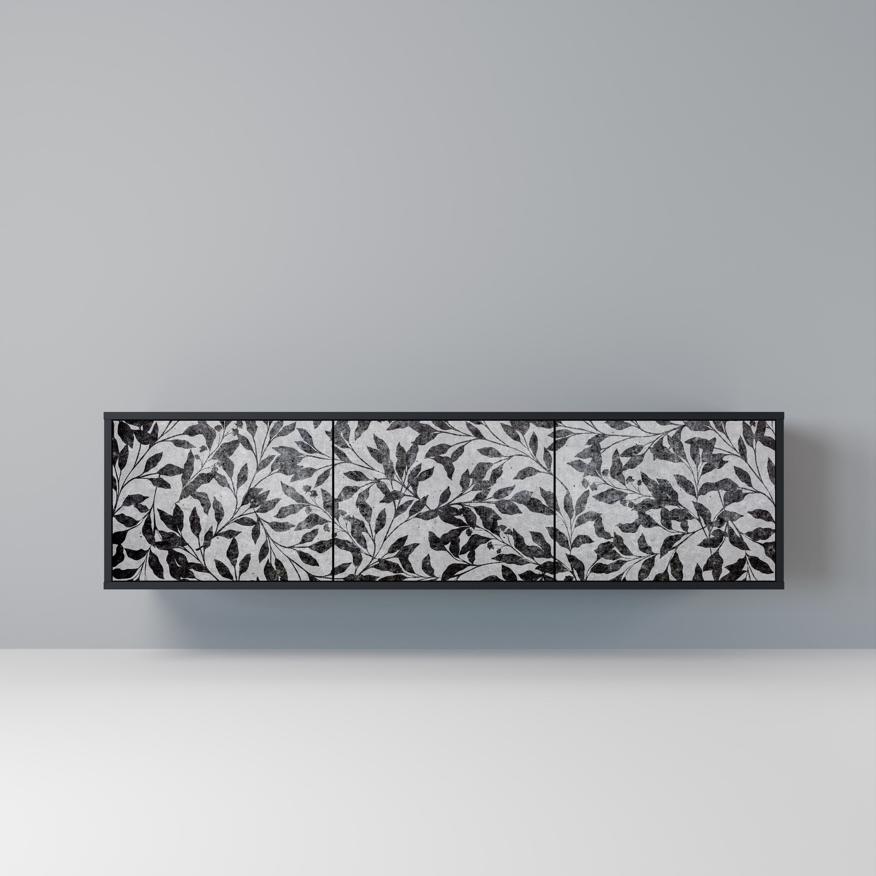 Meuble TV 3 portes CHARCOAL SPROUT finition noire