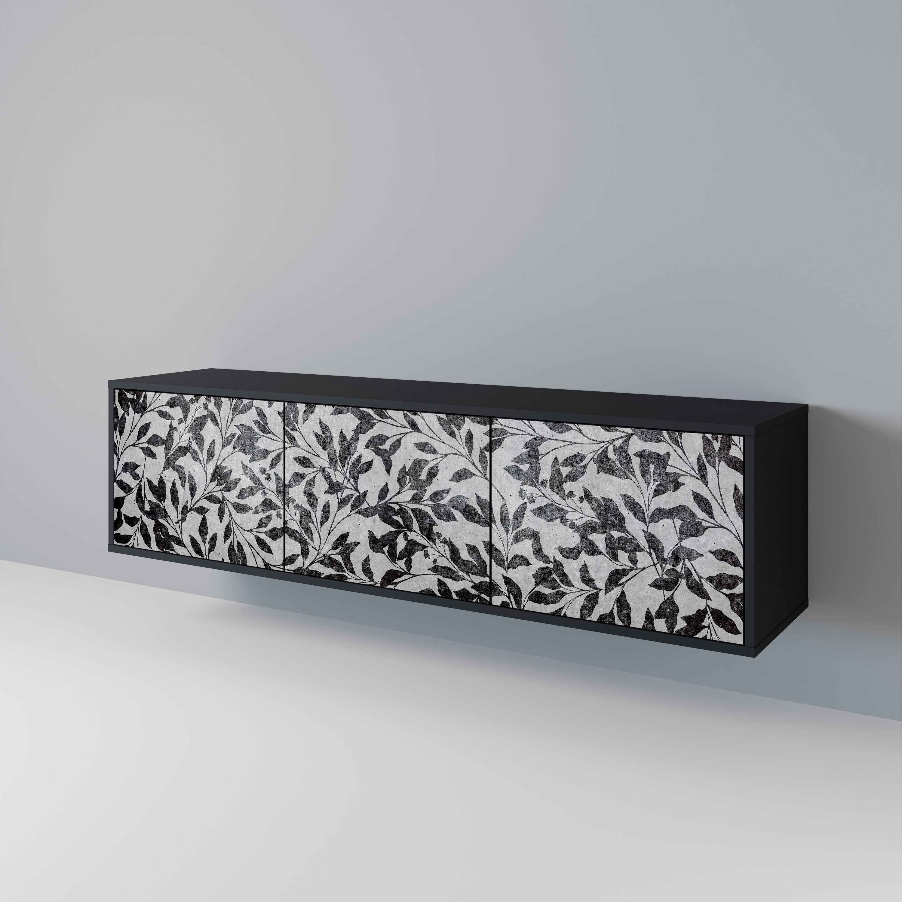 Meuble TV 3 portes CHARCOAL SPROUT finition noire