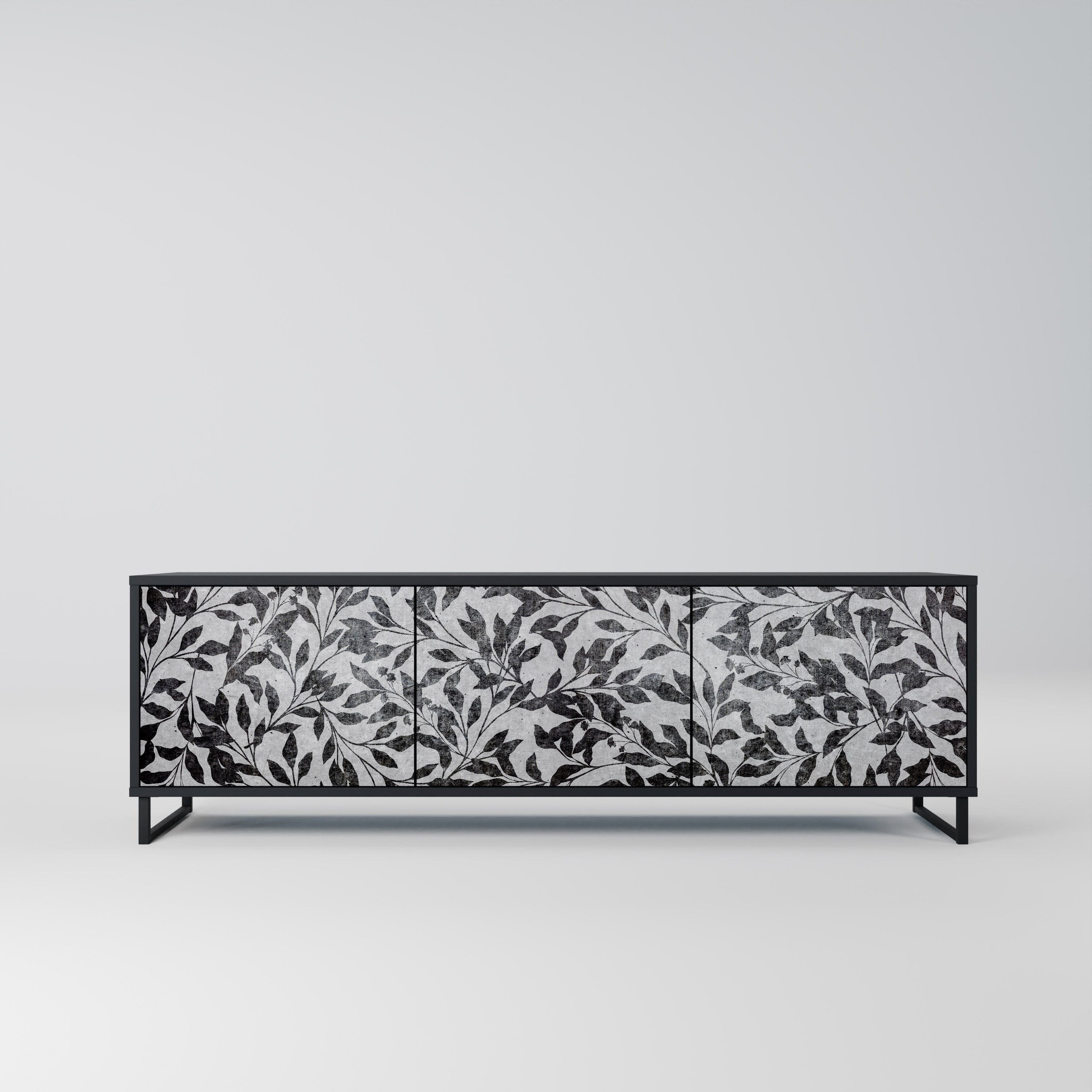 Meuble TV 3 portes CHARCOAL SPROUT finition noire