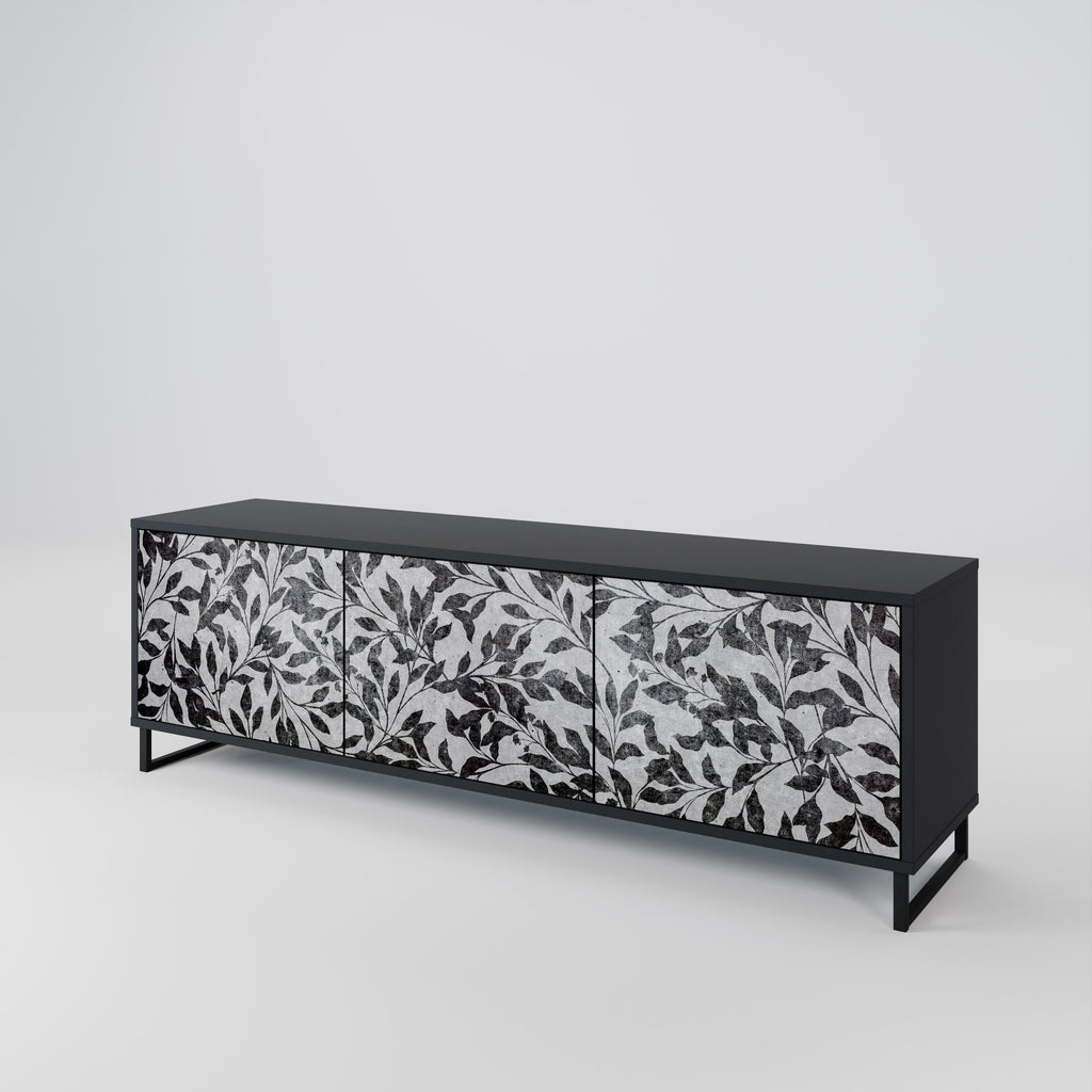 CHARCOAL SPROUT 3-Door TV Stand in Black Finish