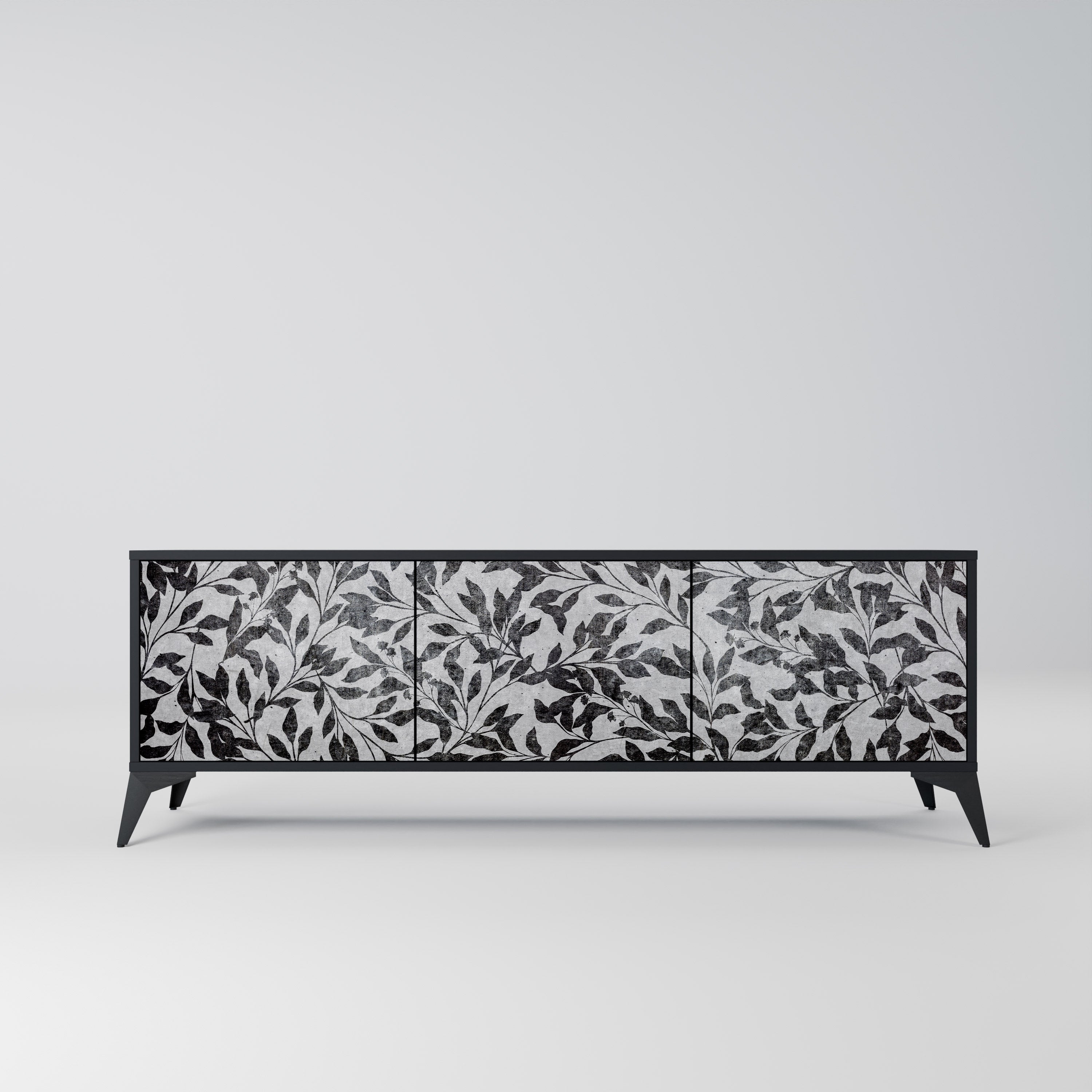 Meuble TV 3 portes CHARCOAL SPROUT finition noire