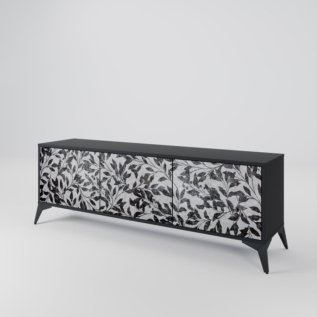 CHARCOAL SPROUT 3-Door TV Stand in Black Finish