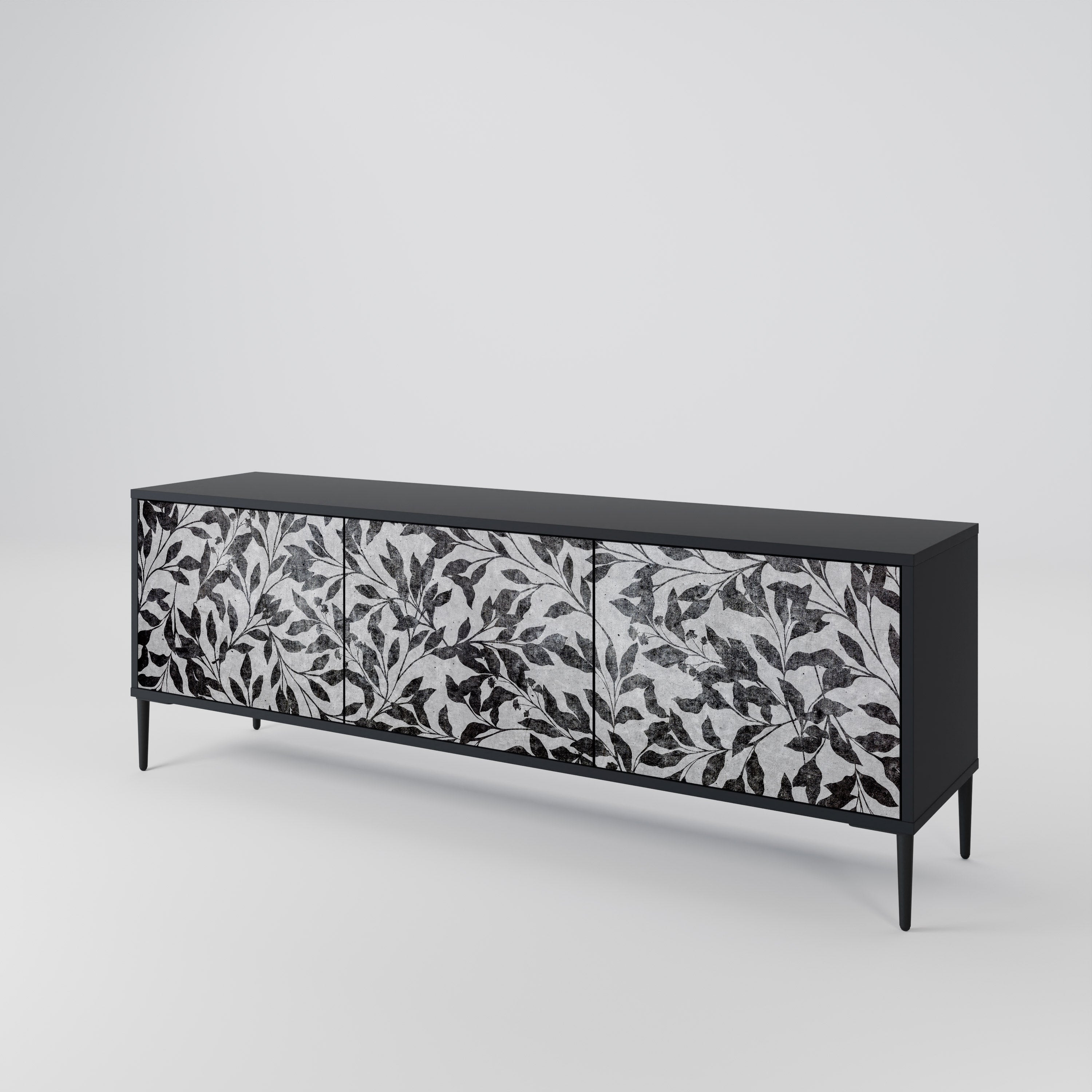 Meuble TV 3 portes CHARCOAL SPROUT finition noire