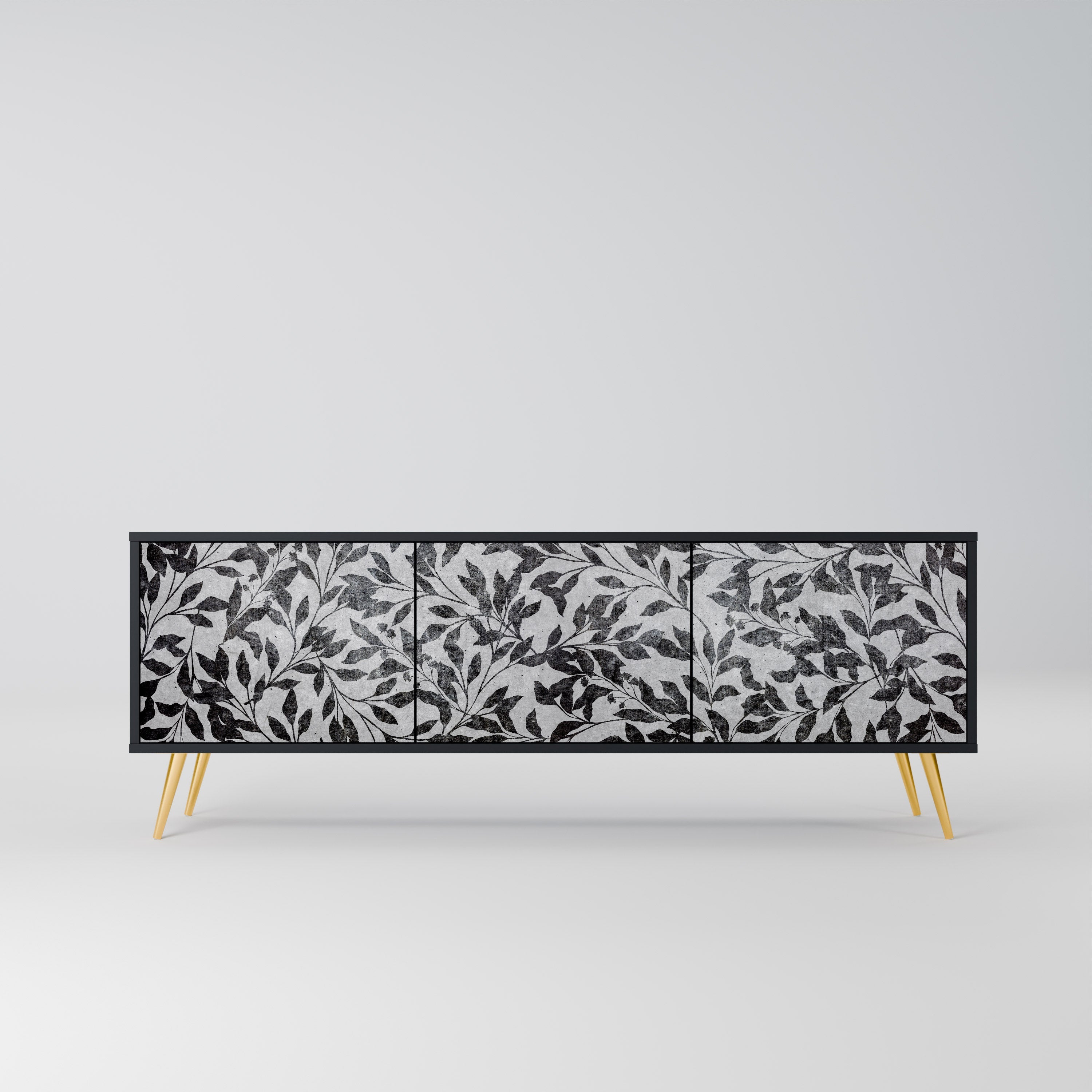 Meuble TV 3 portes CHARCOAL SPROUT finition noire