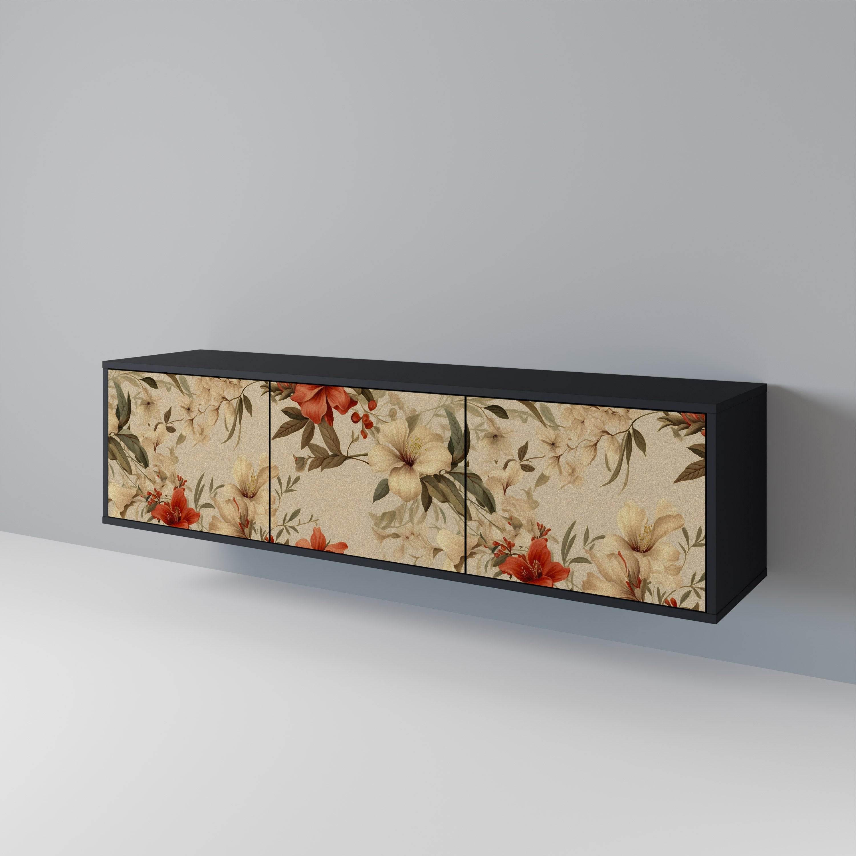 Meuble TV 3 portes BLOOMING HARMONY finition noire