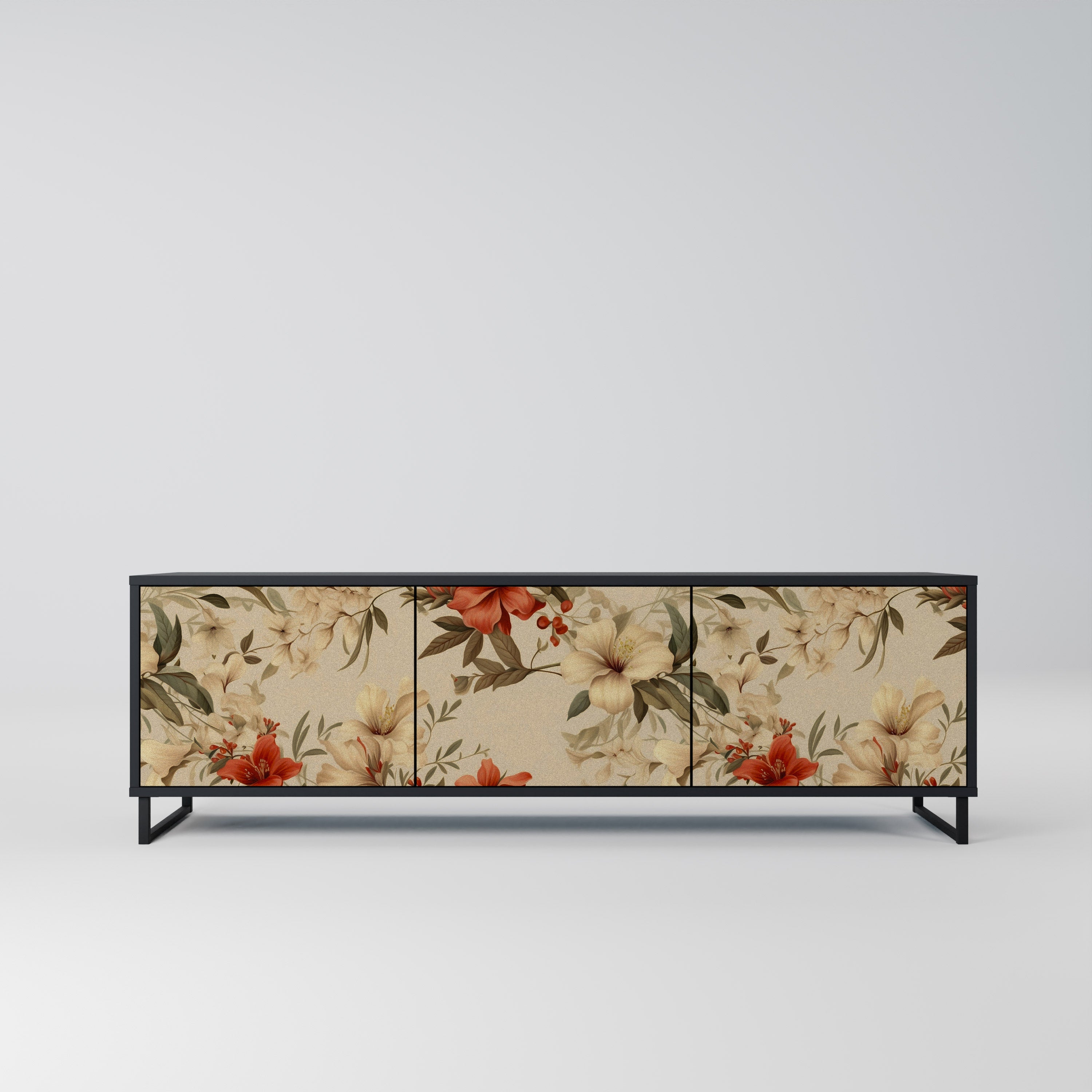 Meuble TV 3 portes BLOOMING HARMONY finition noire