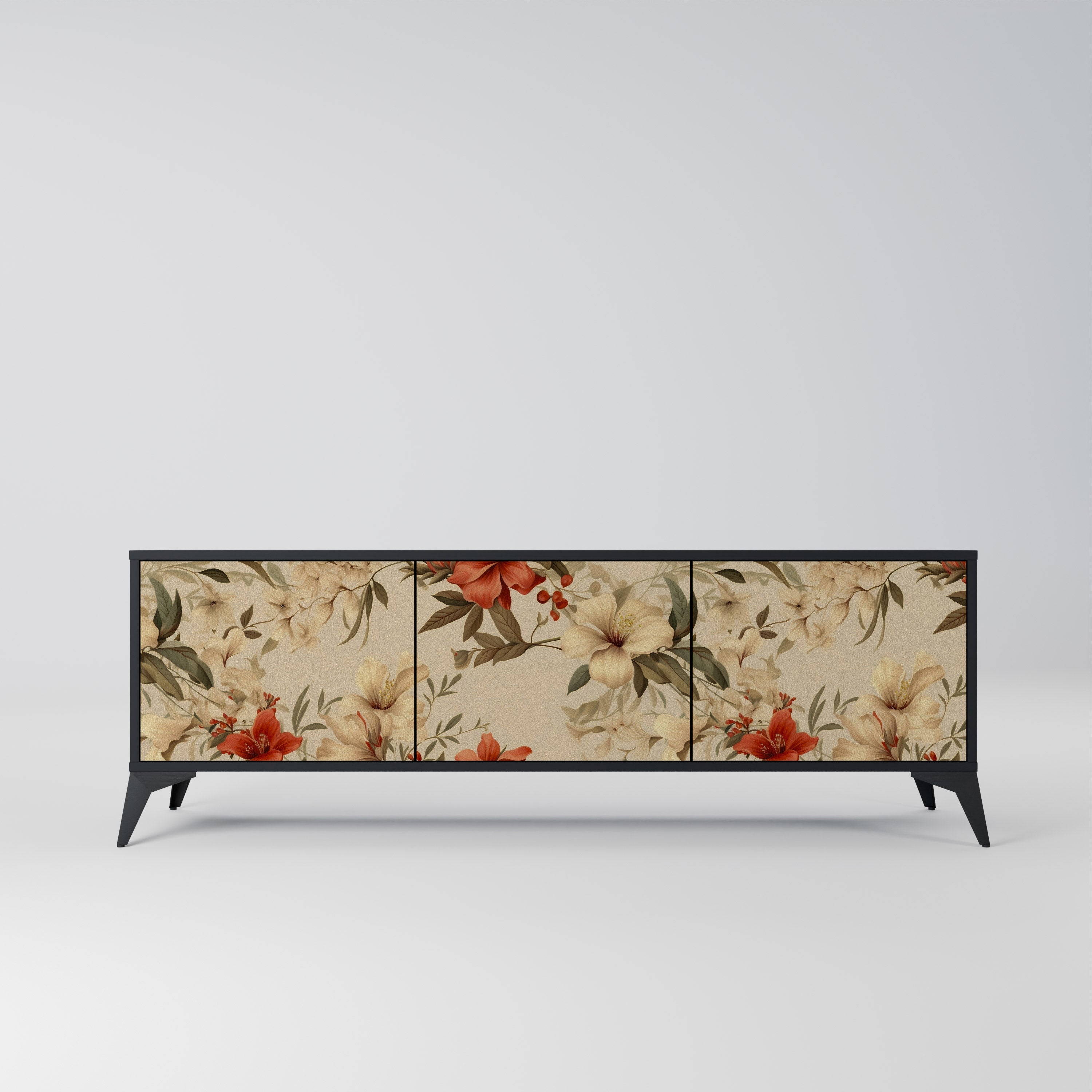 Meuble TV 3 portes BLOOMING HARMONY finition noire