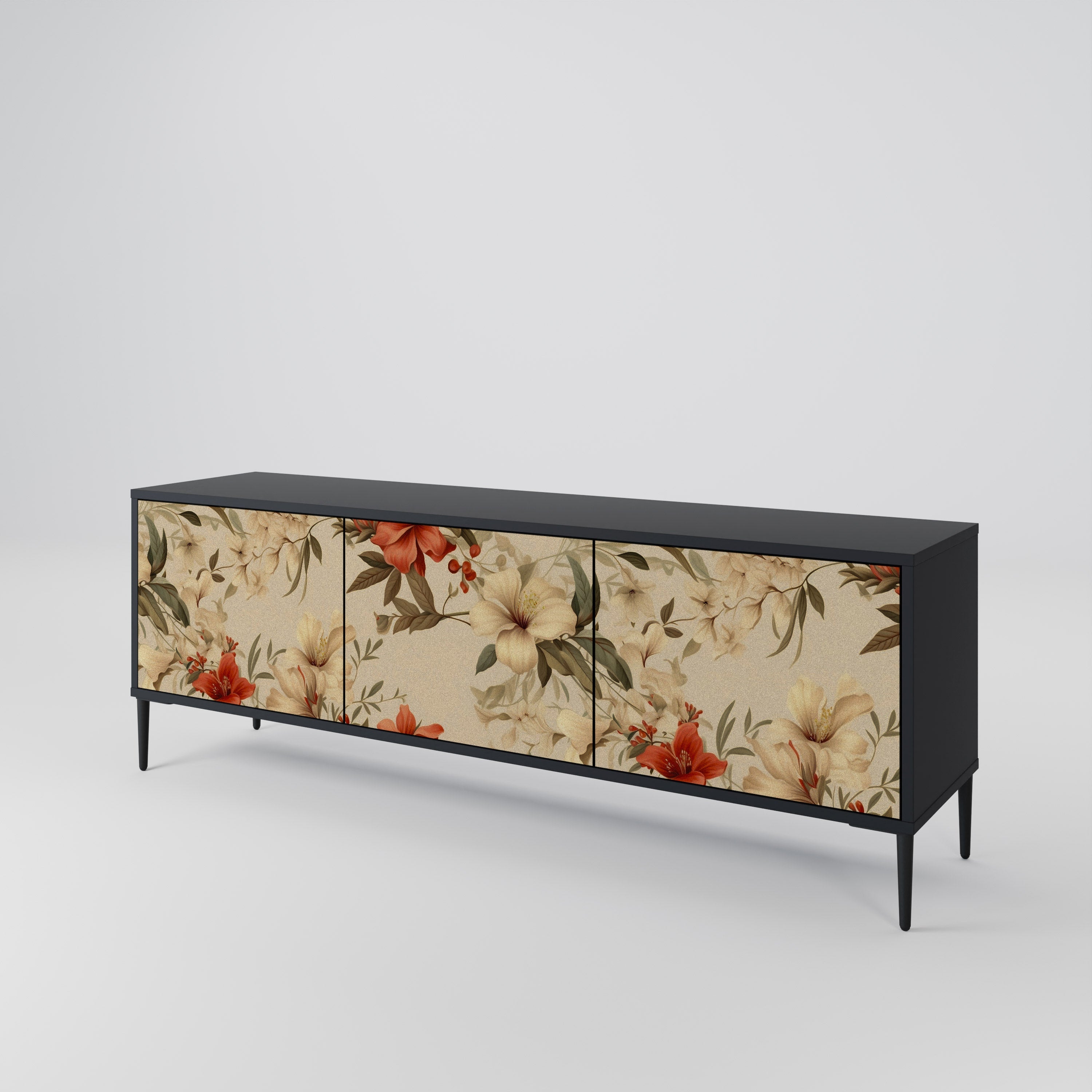 Meuble TV 3 portes BLOOMING HARMONY finition noire