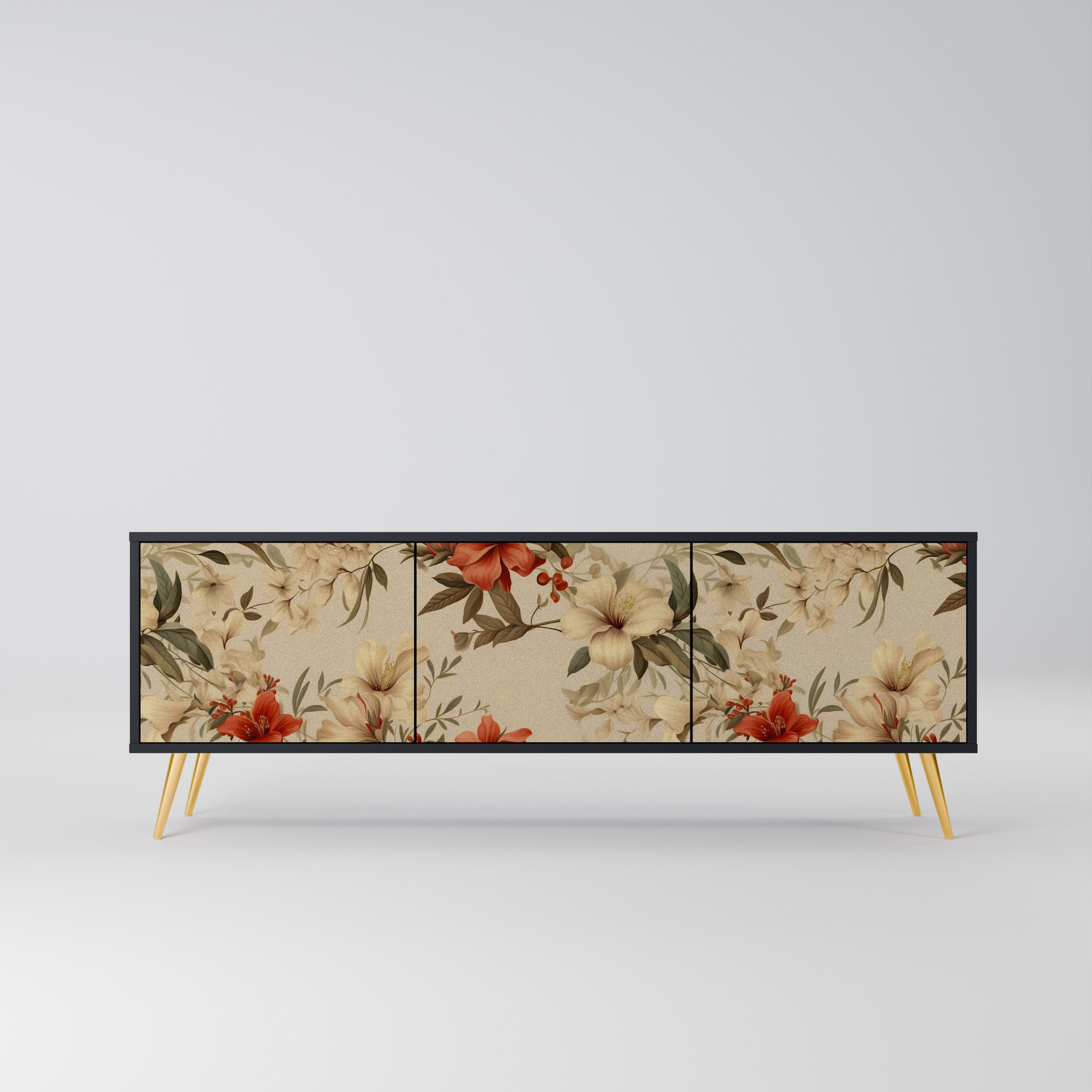 Meuble TV 3 portes BLOOMING HARMONY finition noire