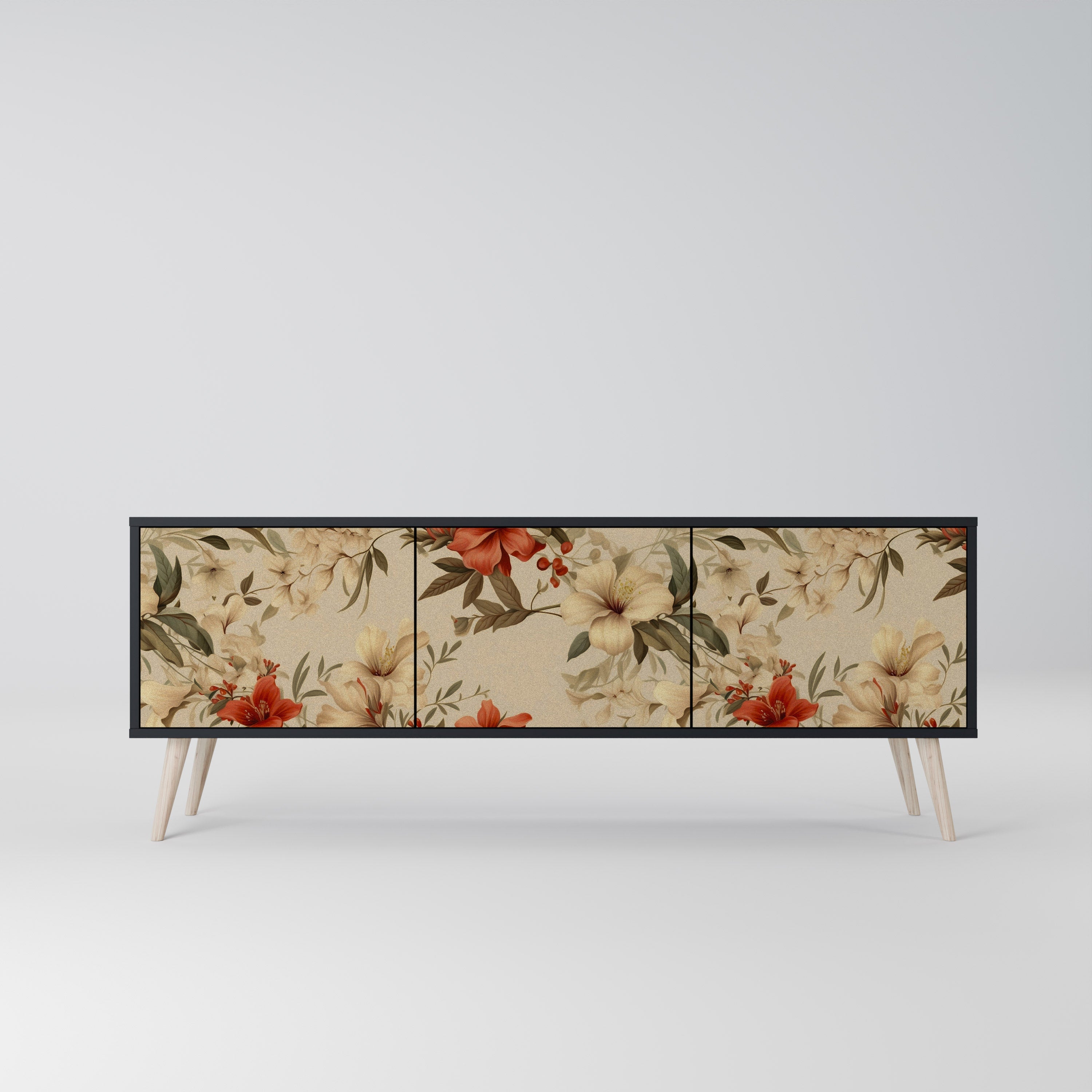 Meuble TV 3 portes BLOOMING HARMONY finition noire