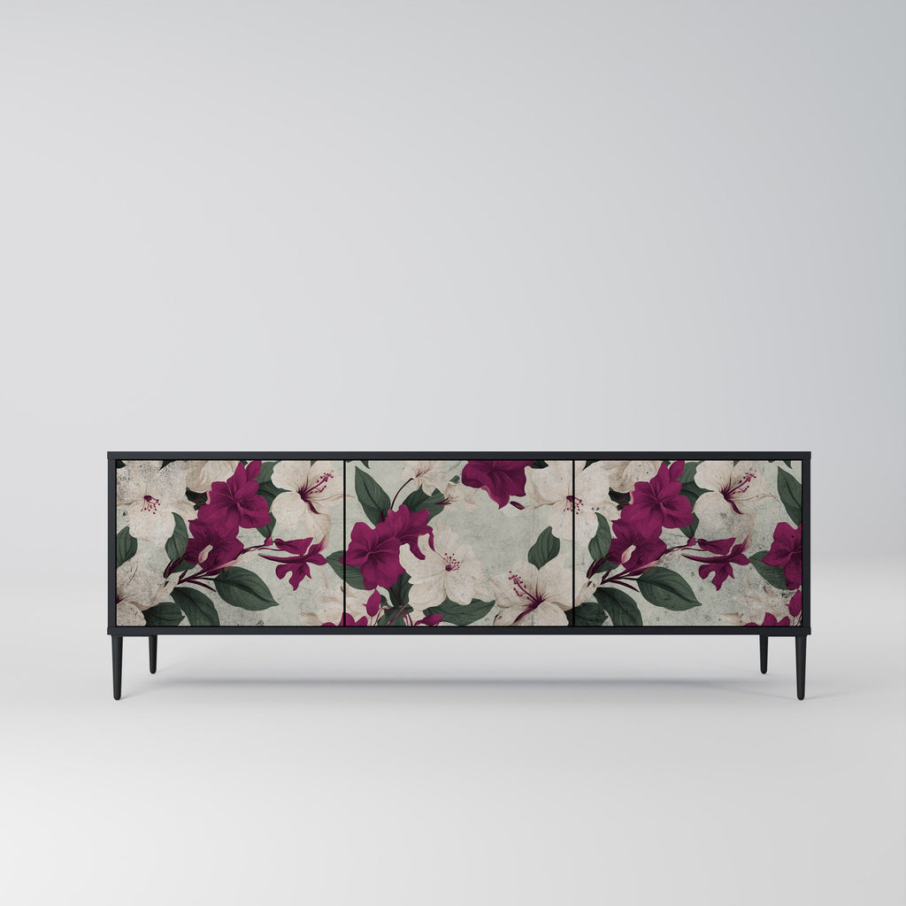 Meuble TV 3 portes FLOWERET DREAM finition noire