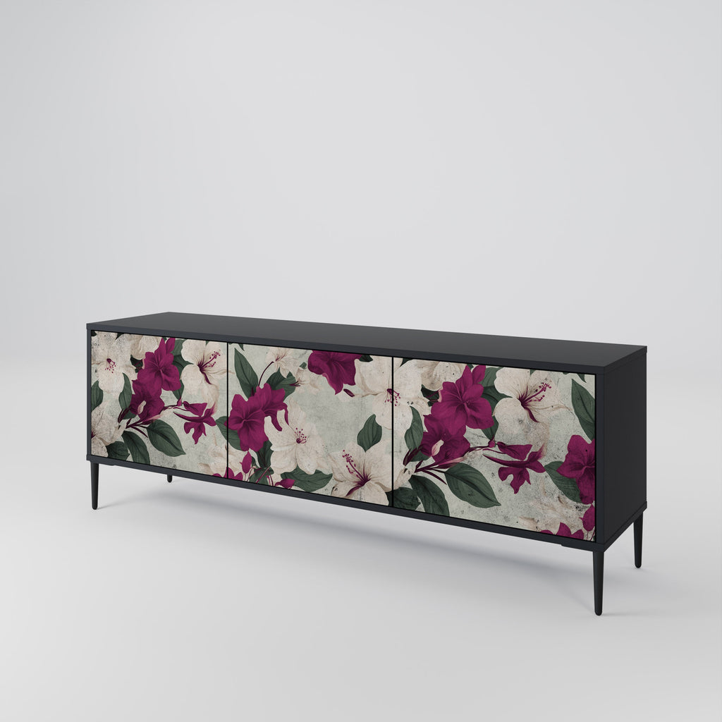 Meuble TV 3 portes FLOWERET DREAM finition noire