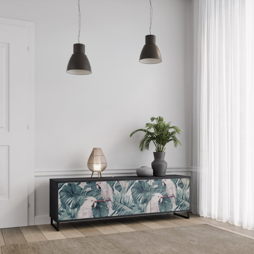 Meuble TV 3 portes POPINJAY LOOK finition noire