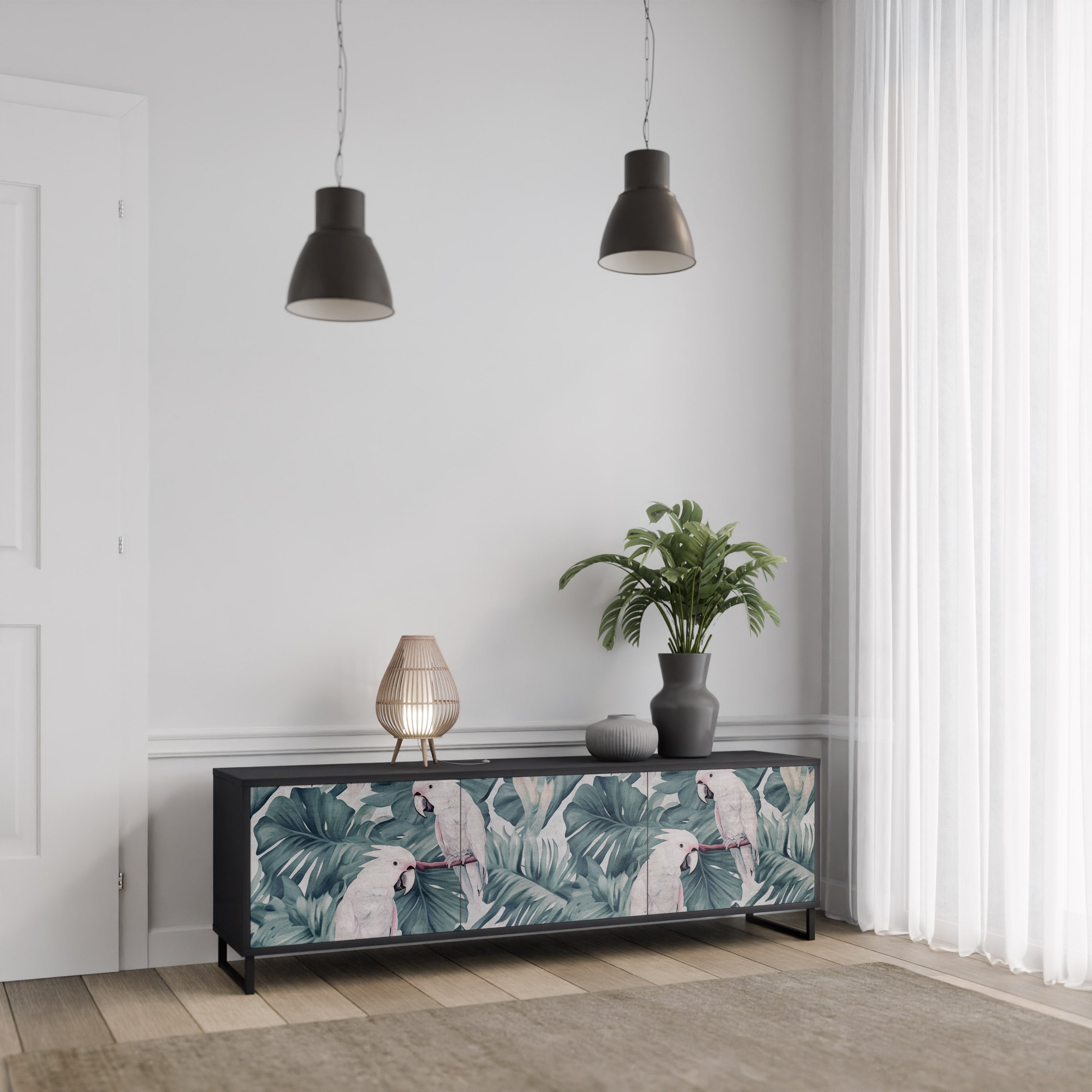 Meuble TV 3 portes POPINJAY LOOK finition noire