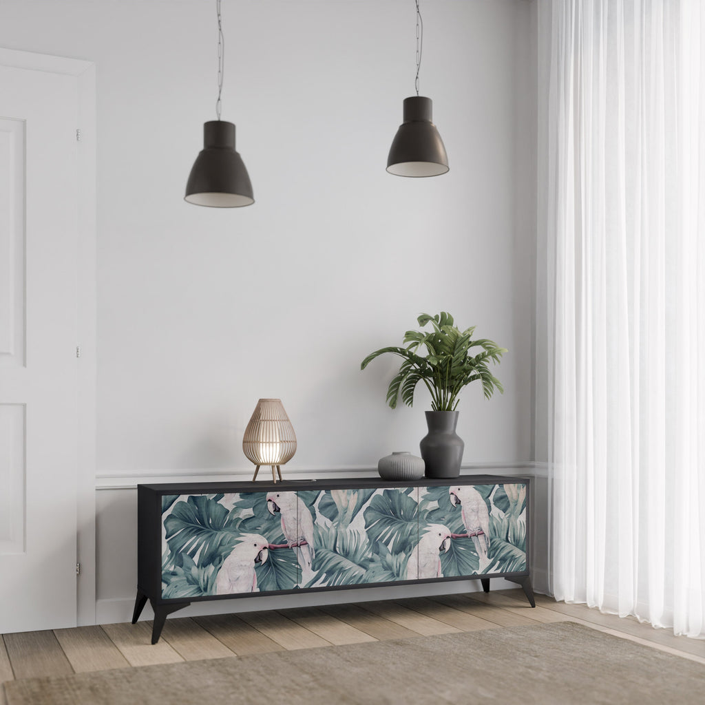 Meuble TV 3 portes POPINJAY LOOK finition noire