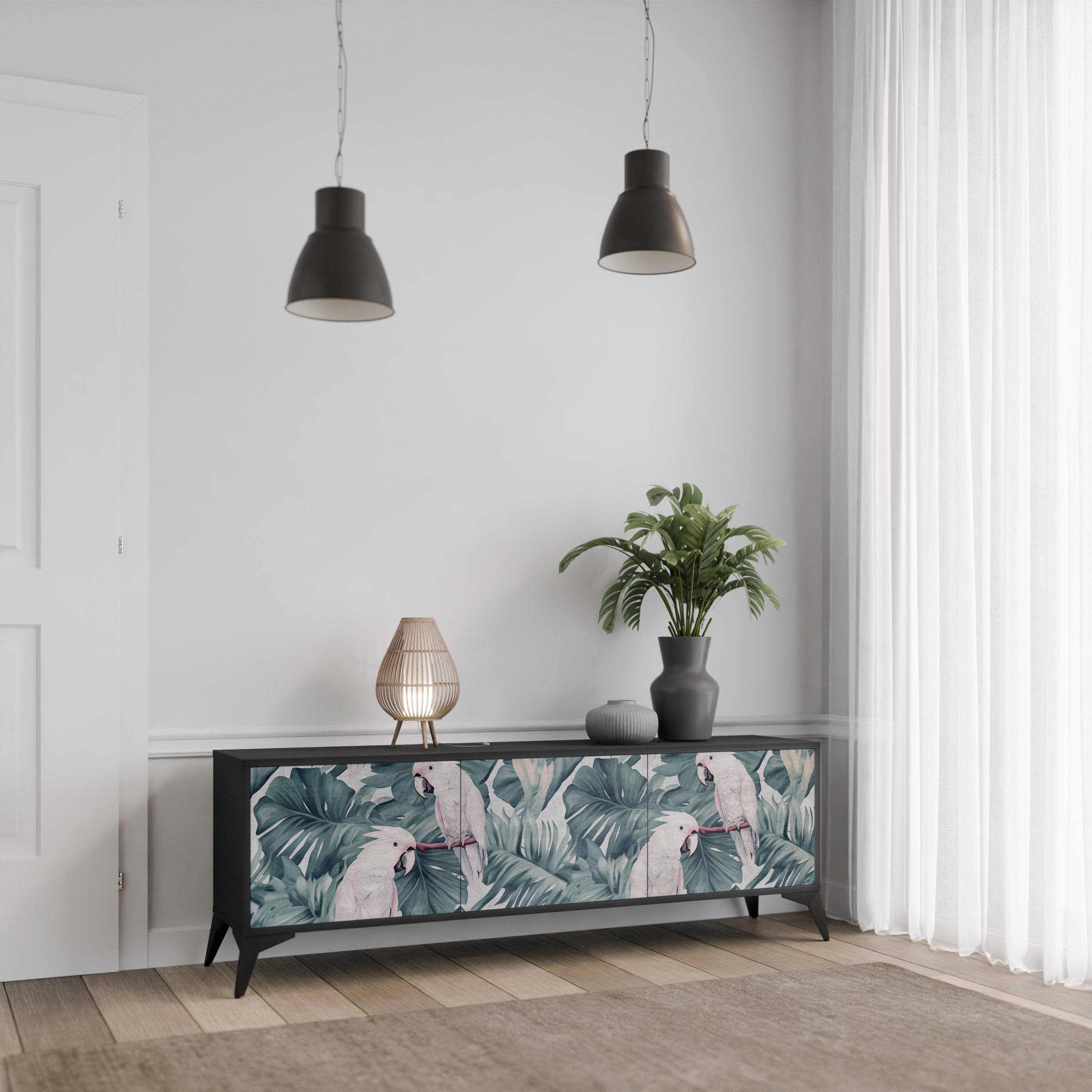 Meuble TV 3 portes POPINJAY LOOK finition noire