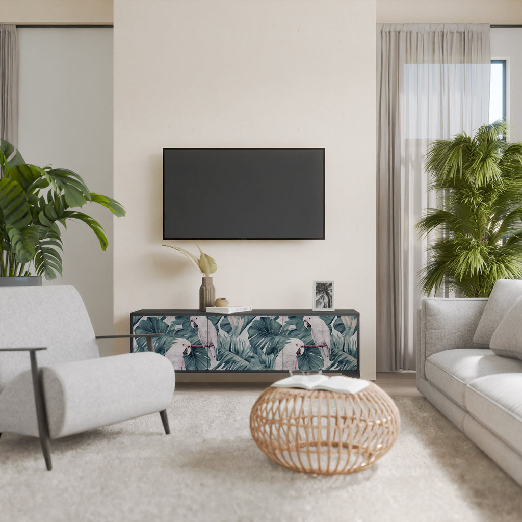 Meuble TV 3 portes POPINJAY LOOK finition noire