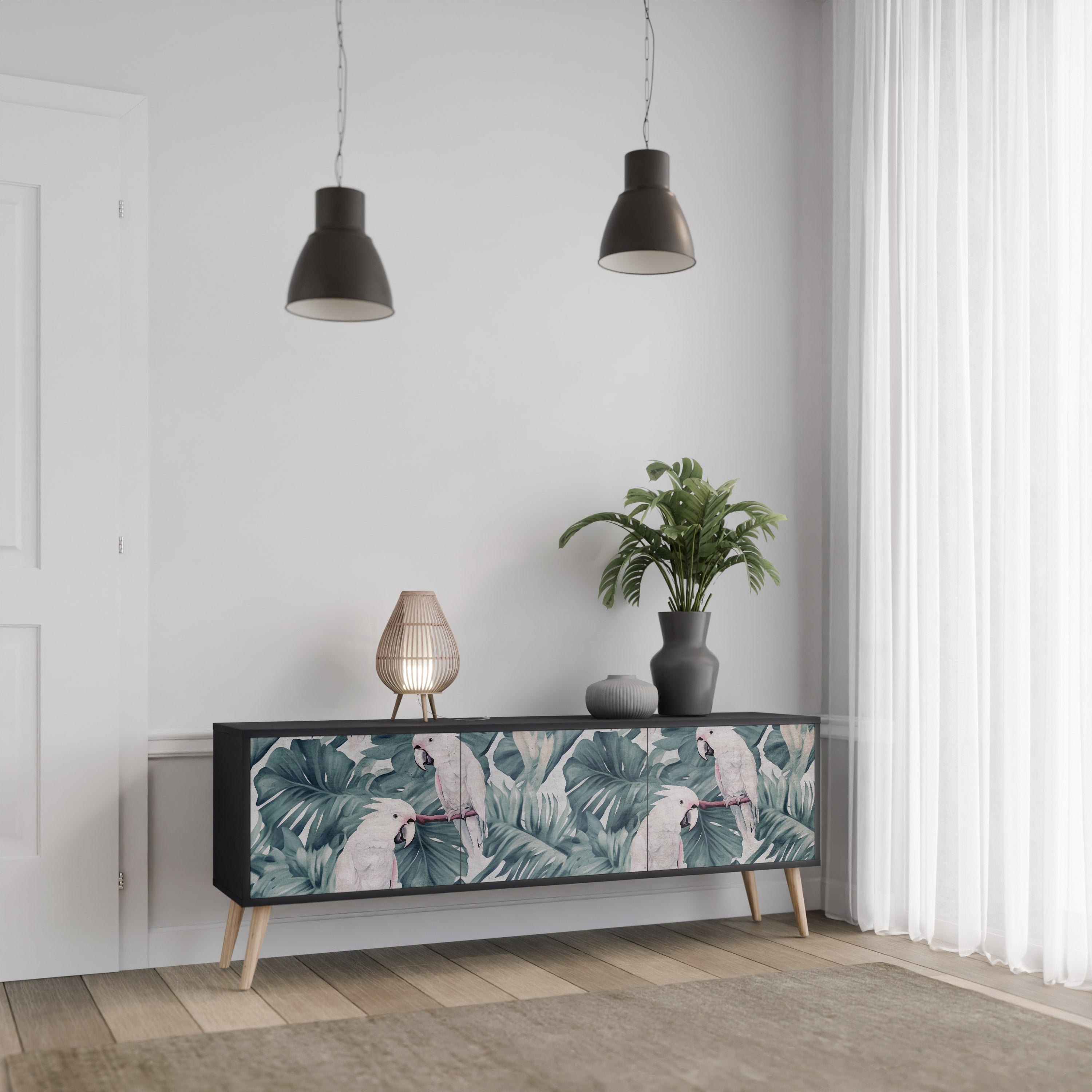 Meuble TV 3 portes POPINJAY LOOK finition noire