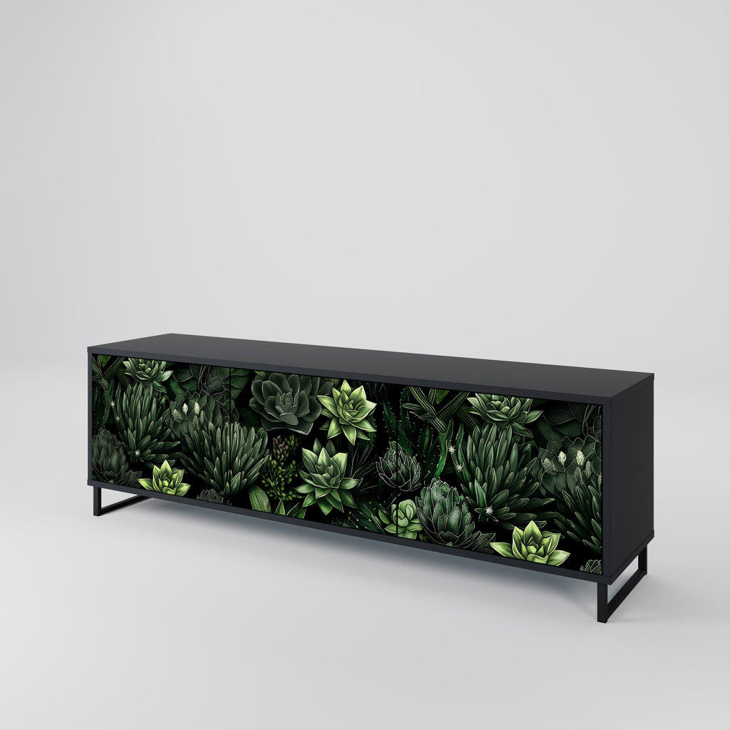 SUCCULENT JUNGLE 3-Door TV Stand in Black Finish