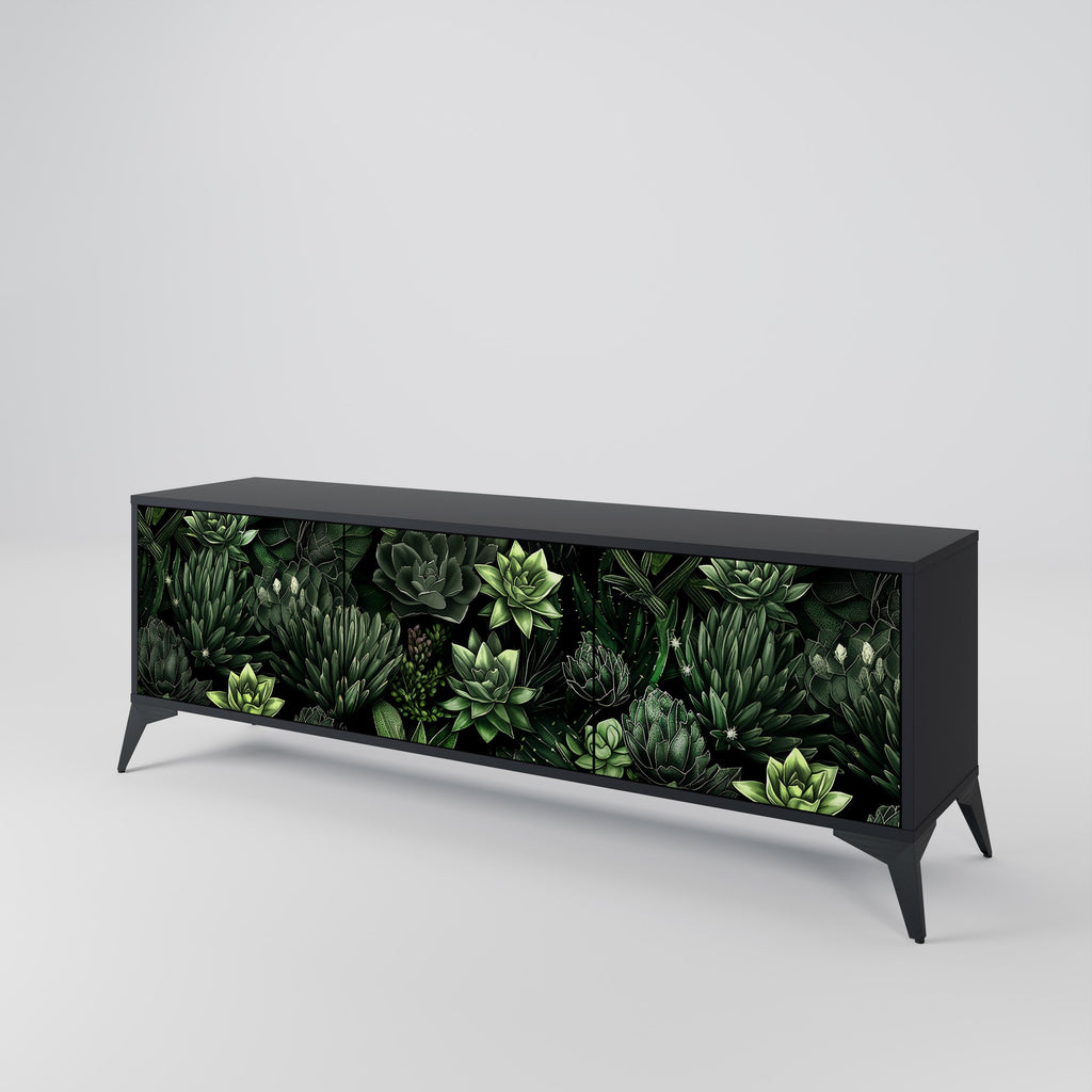 SUCCULENT JUNGLE 3-Door TV Stand in Black Finish