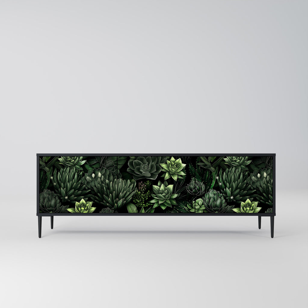 SUCCULENT JUNGLE 3-Door TV Stand in Black Finish