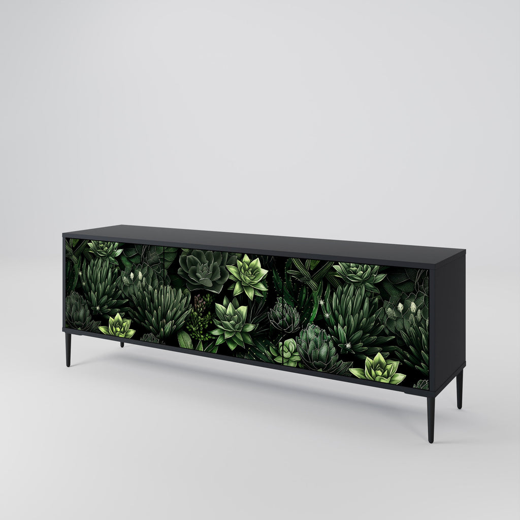 SUCCULENT JUNGLE 3-Door TV Stand in Black Finish