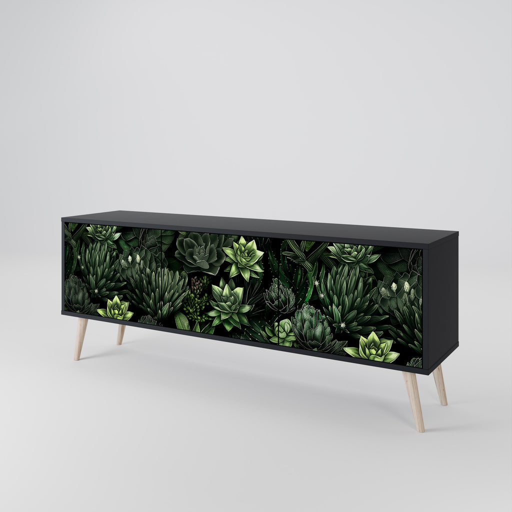 SUCCULENT JUNGLE 3-Door TV Stand in Black Finish