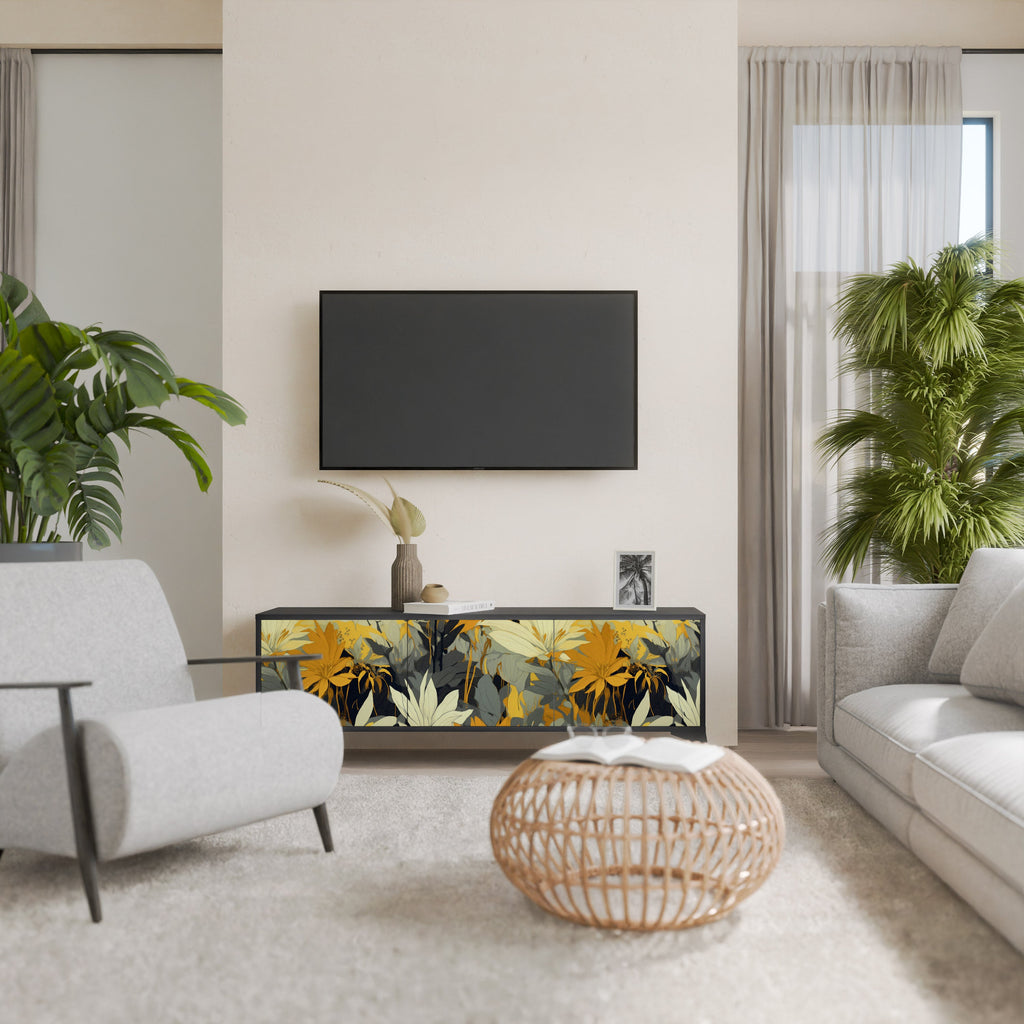 SUNKISSED LILY 3-Door TV Stand in Black Finish