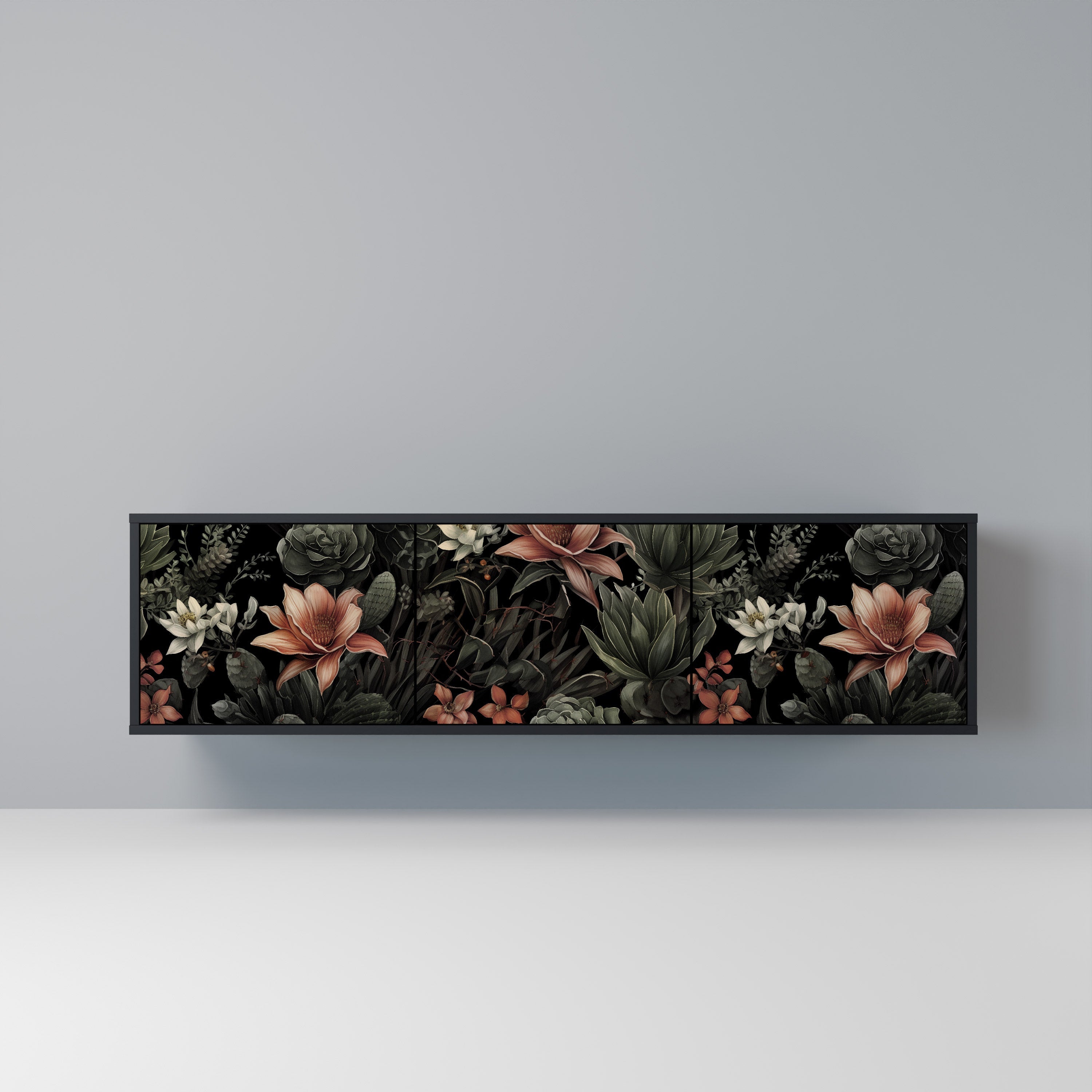 Meuble TV 3 portes SECRET VERDURE finition noire