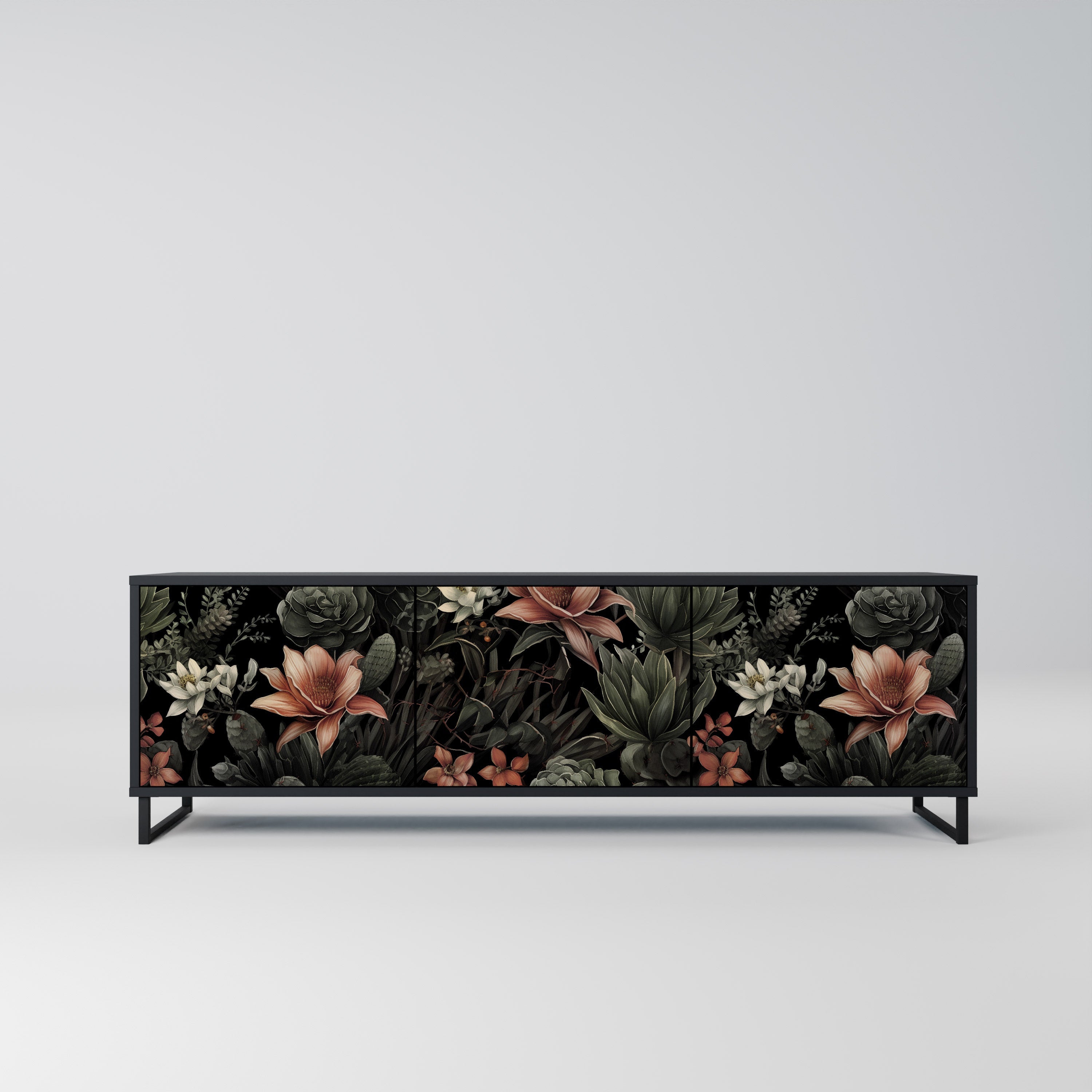 Meuble TV 3 portes SECRET VERDURE finition noire